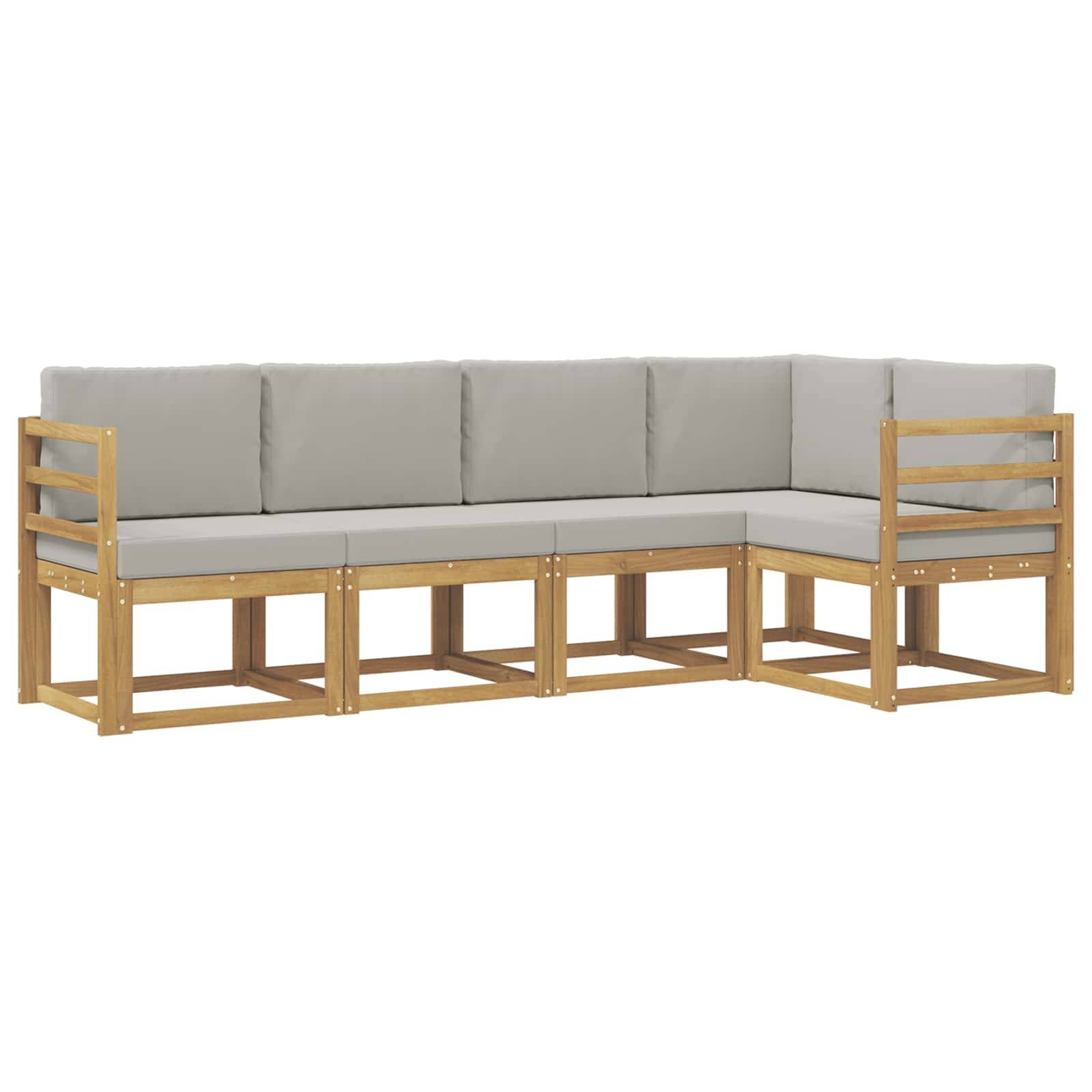 vidaXL Outdoor-Sofagarnitur mit Kissen 5 pcs Weiß und Hellgrau