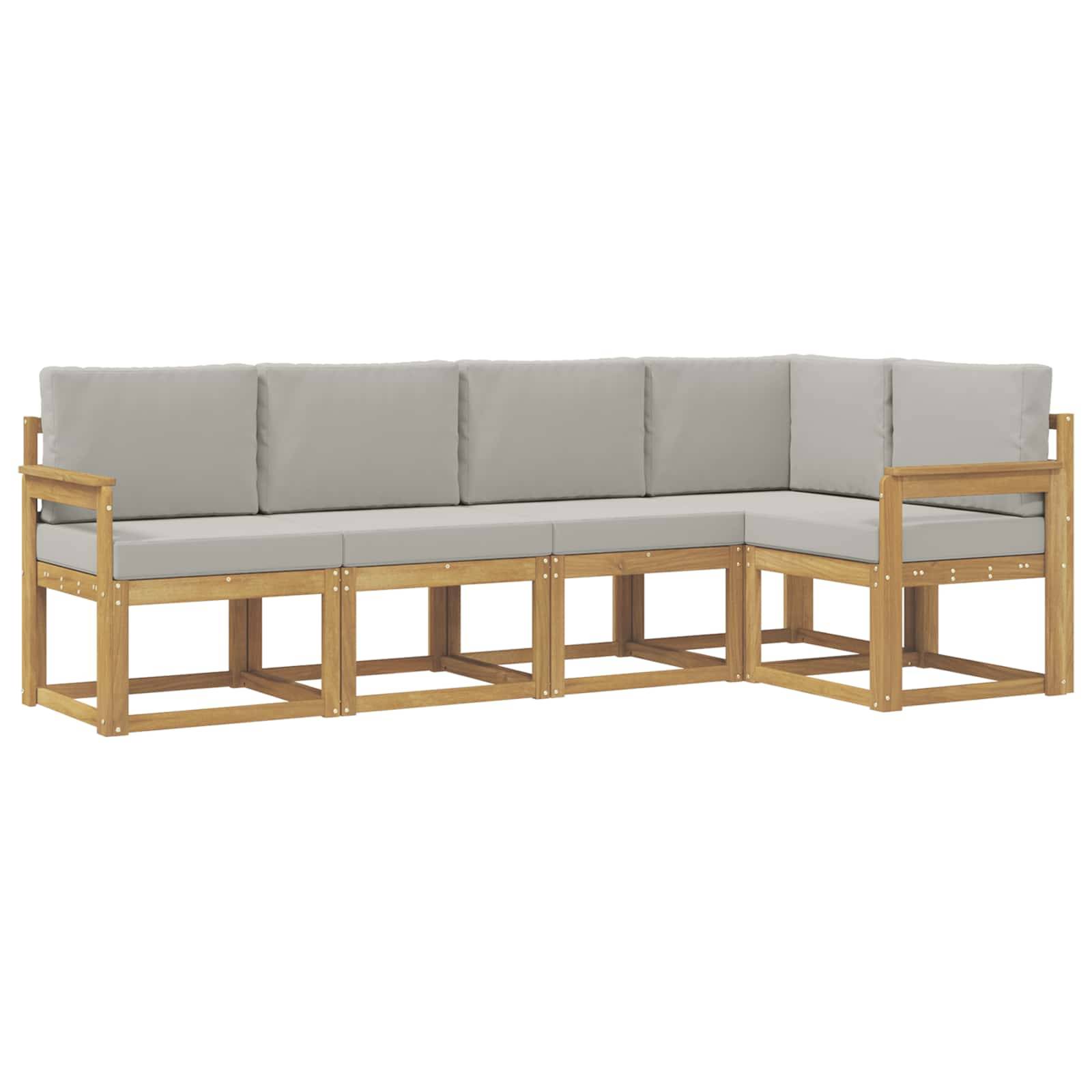 vidaXL Outdoor-Sofagarnitur mit Kissen 5 pcs Weiß und Hellgrau