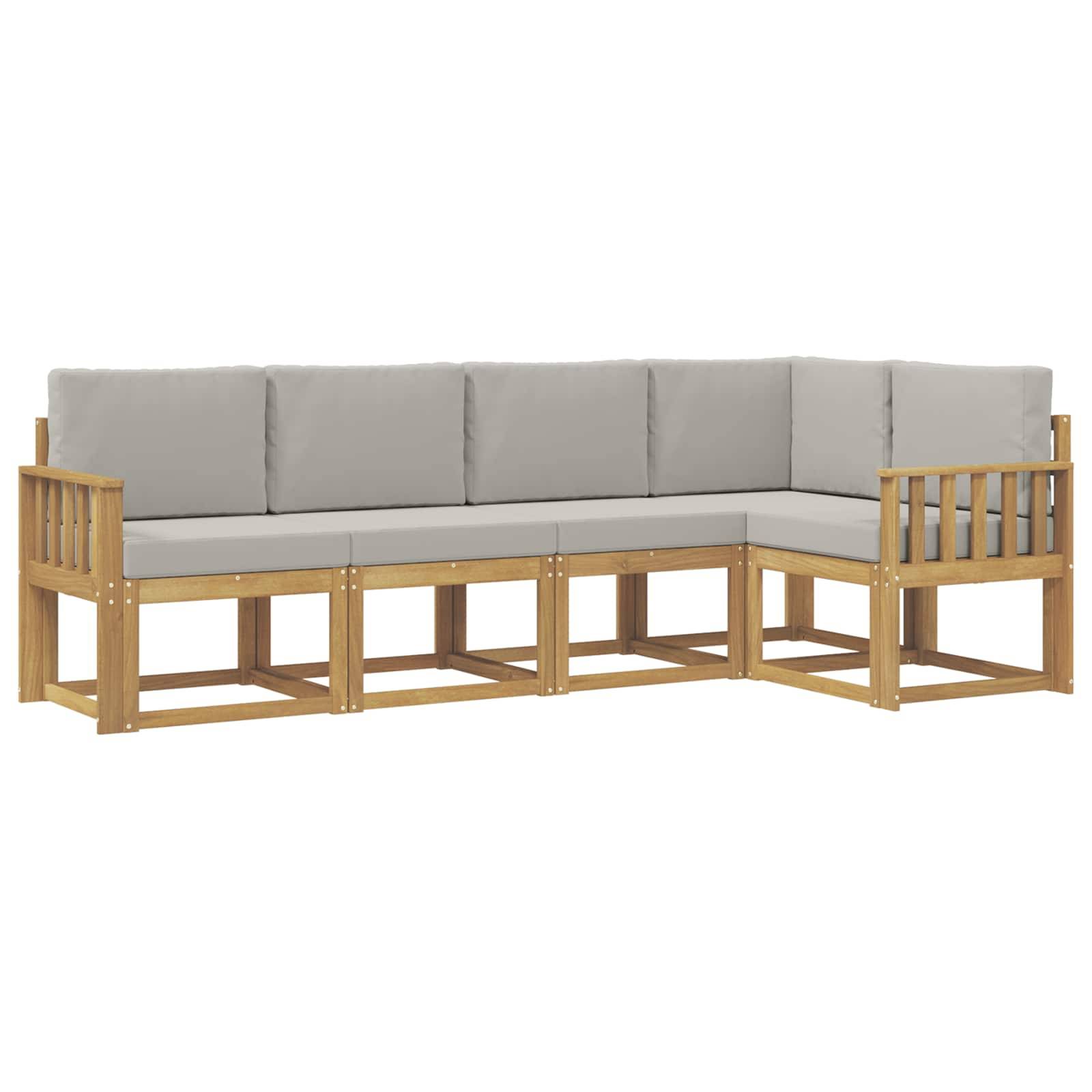 vidaXL Outdoor-Sofagarnitur mit Kissen 5 pcs Weiß und Hellgrau