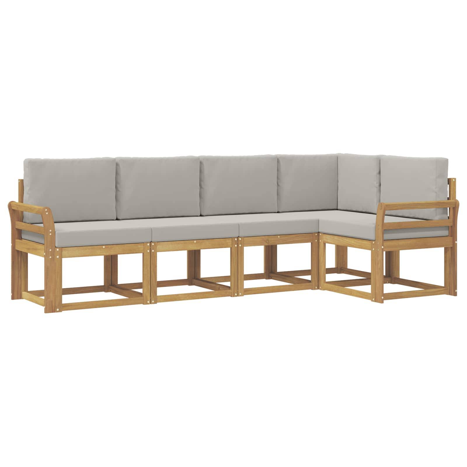 vidaXL Outdoor-Sofagarnitur mit Kissen 5 pcs Weiß und Hellgrau