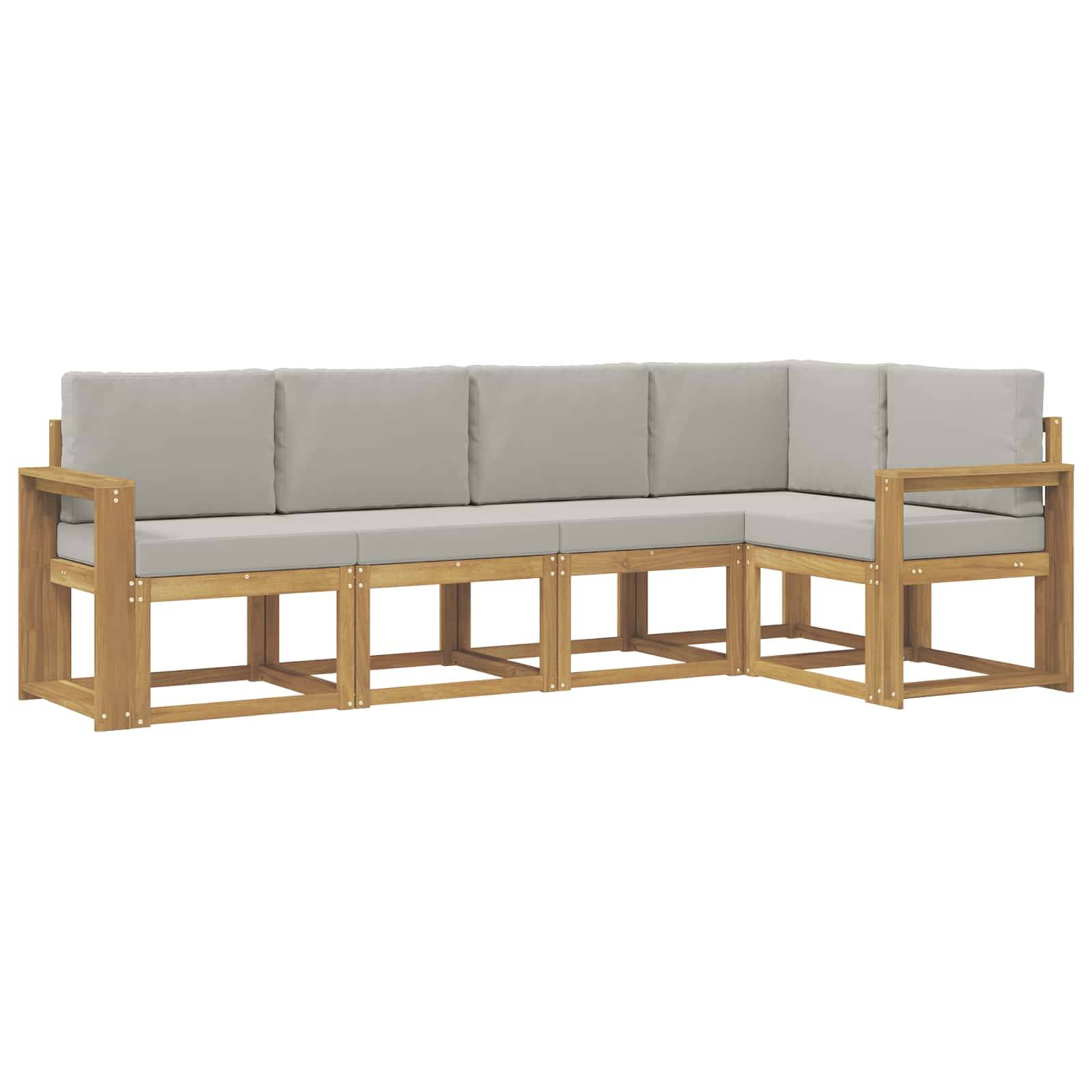 vidaXL Outdoor-Sofagarnitur mit Kissen 5 pcs Weiß und Hellgrau