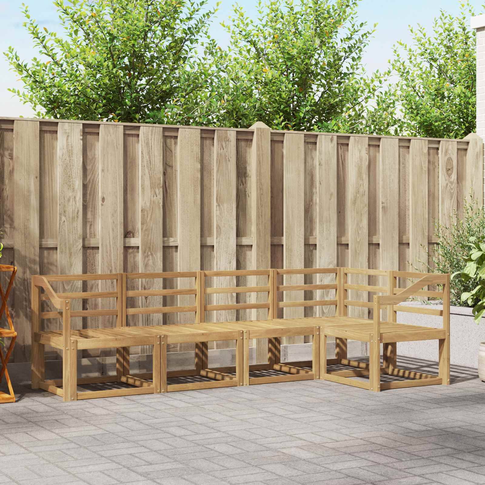 vidaXL Outdoor-Sofagarnitur 5 pcs Weiß Massivholz Akazie