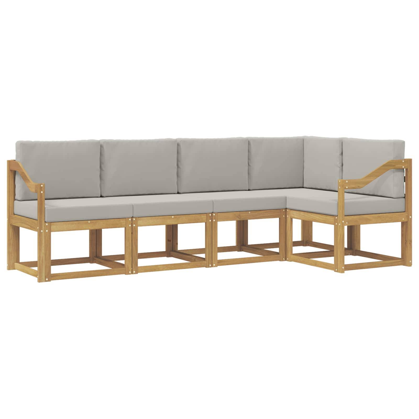 vidaXL Outdoor-Sofagarnitur mit Kissen 5 pcs Weiß und Hellgrau