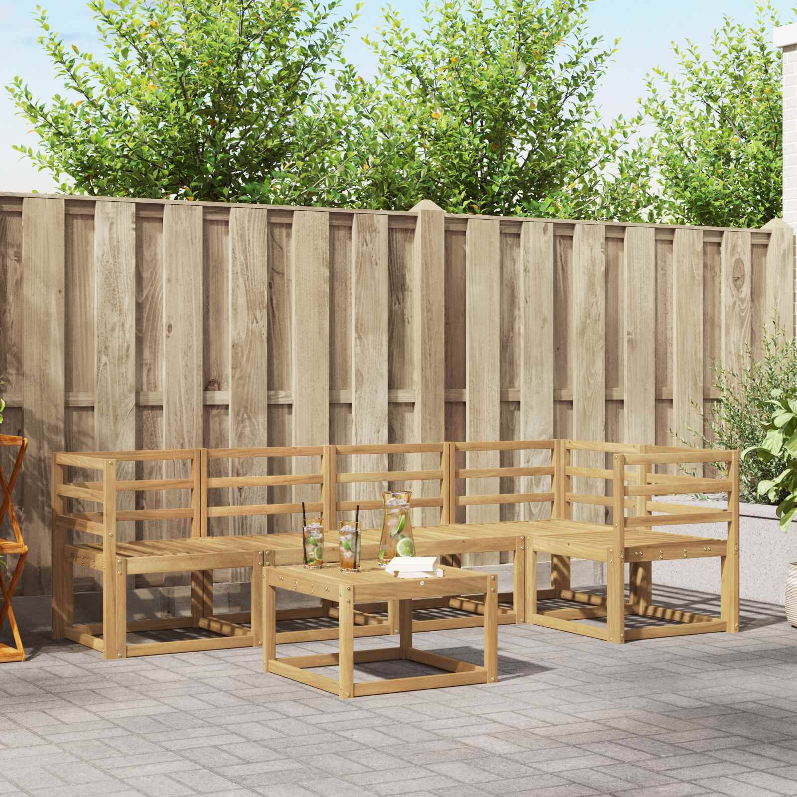 vidaXL Outdoor-Sofagarnitur 6 pcs Weiß Massivholz Akazie