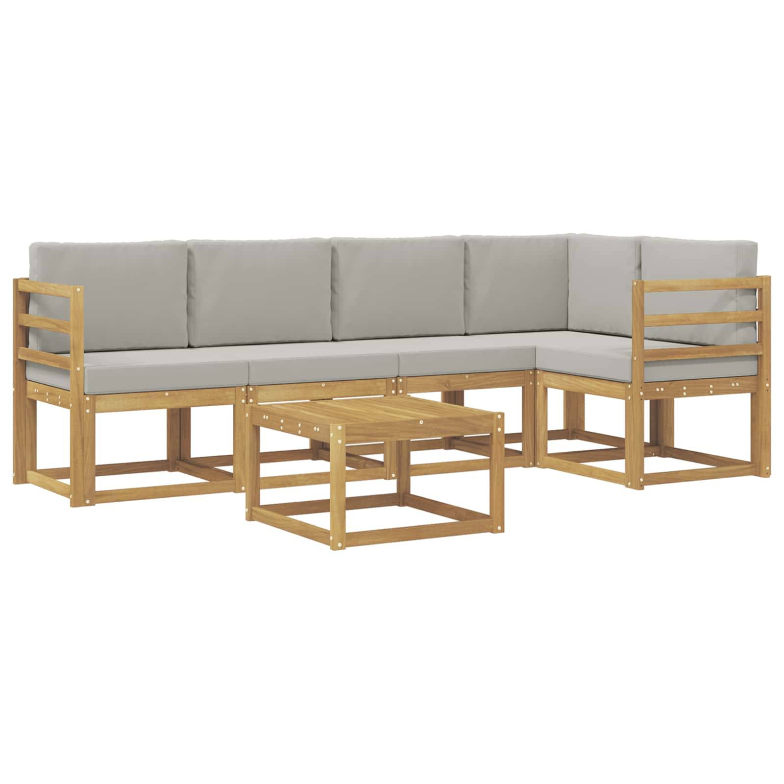 vidaXL Outdoor-Sofagarnitur 6 pcs Weiß und Hellgrau