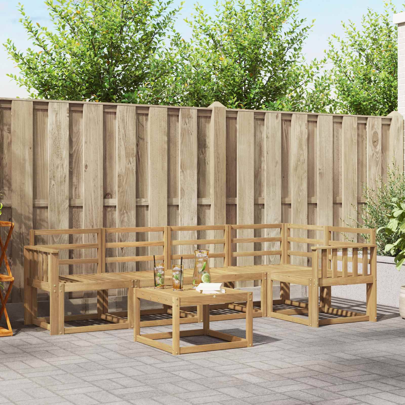 vidaXL Outdoor-Sofagarnitur 6 pcs Weiß Massivholz Akazie