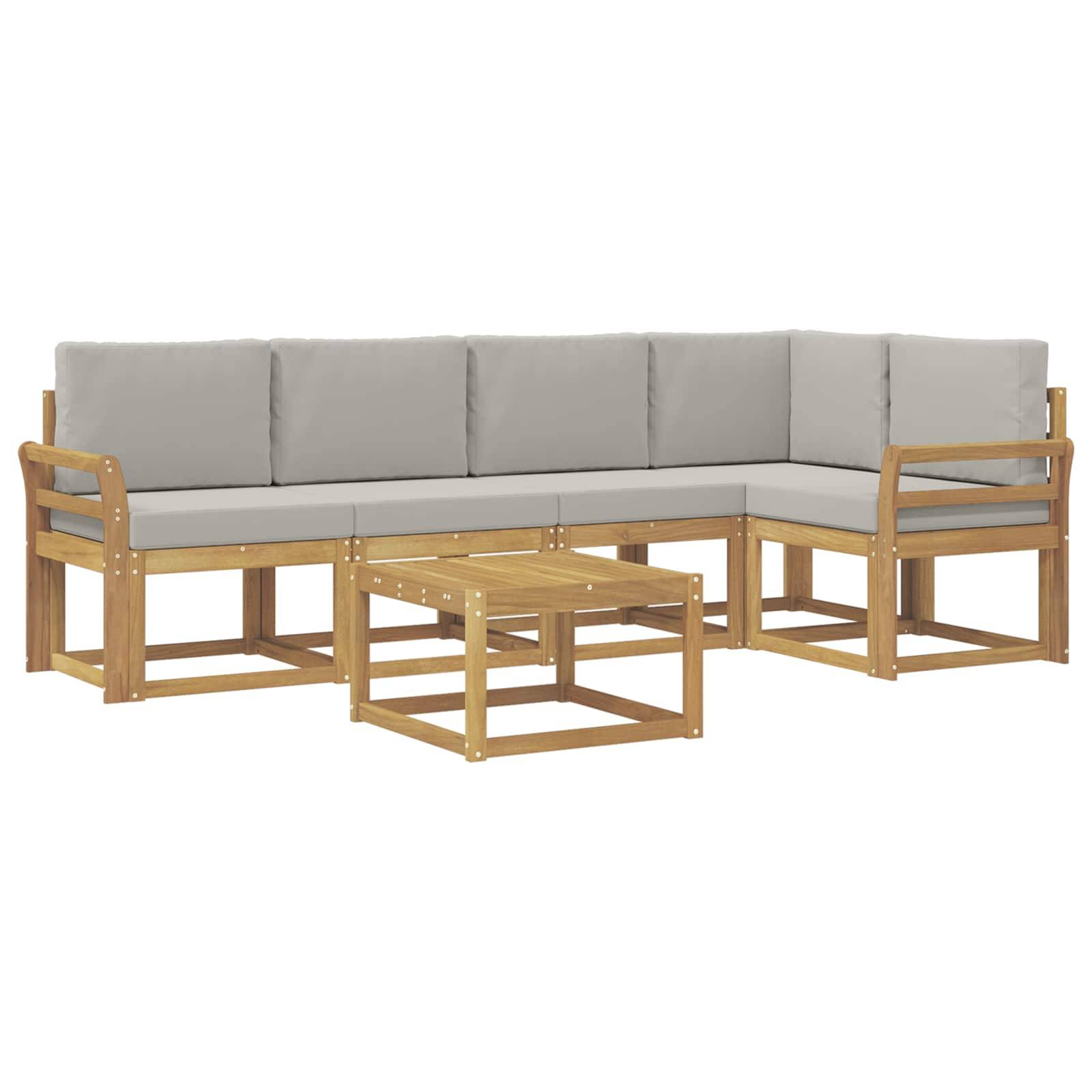vidaXL Outdoor-Sofagarnitur 6 pcs Weiß und Hellgrau