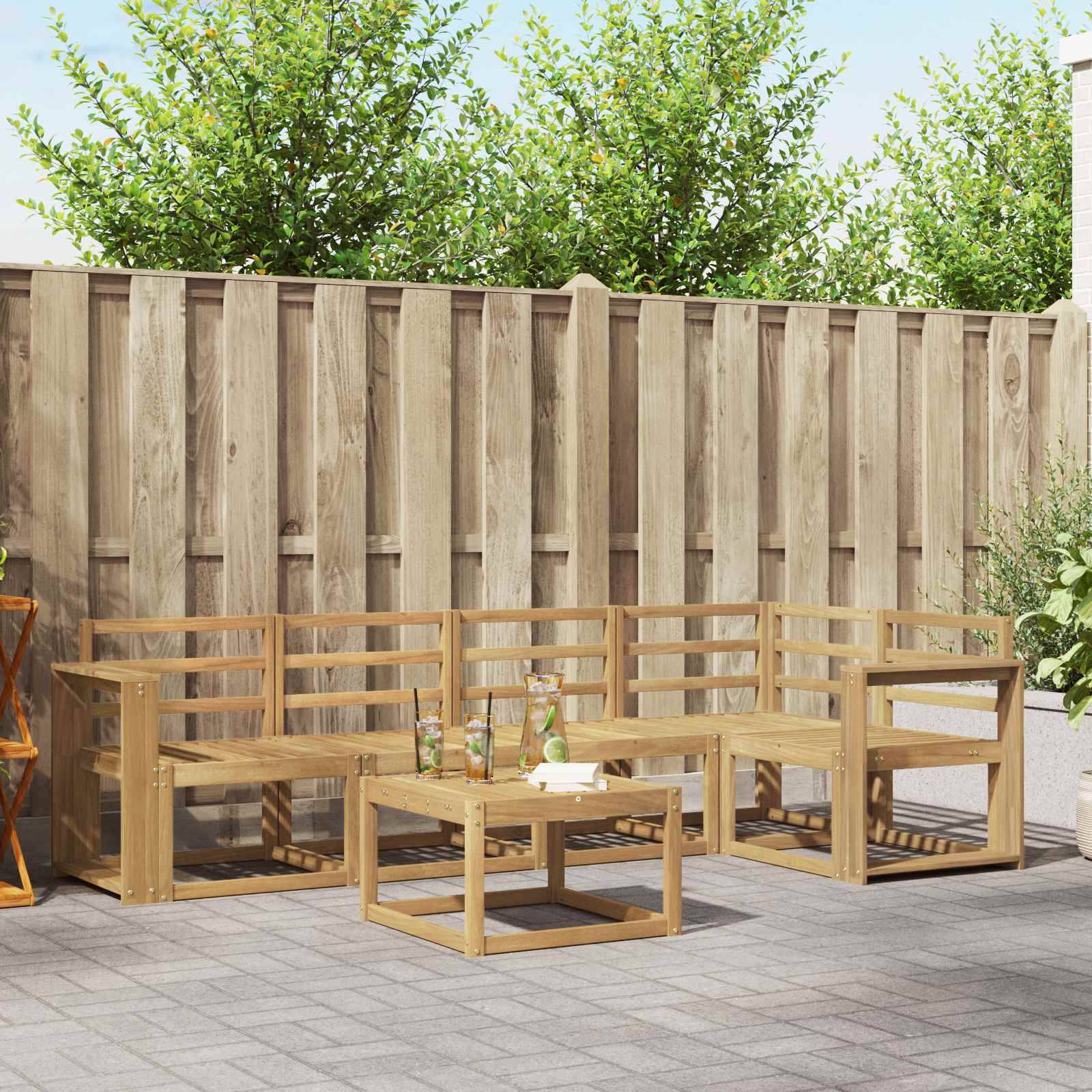 vidaXL Outdoor-Sofagarnitur 6 pcs Weiß Massivholz Akazie