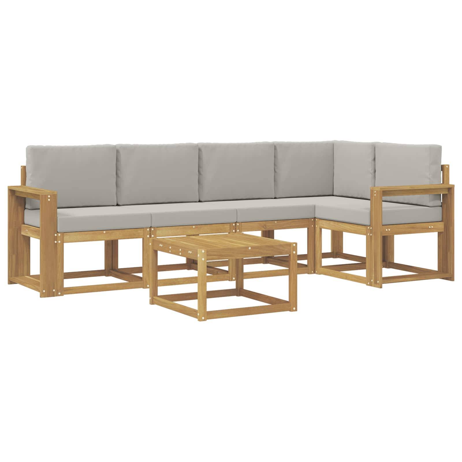vidaXL Outdoor-Sofagarnitur 6 pcs Weiß und Hellgrau