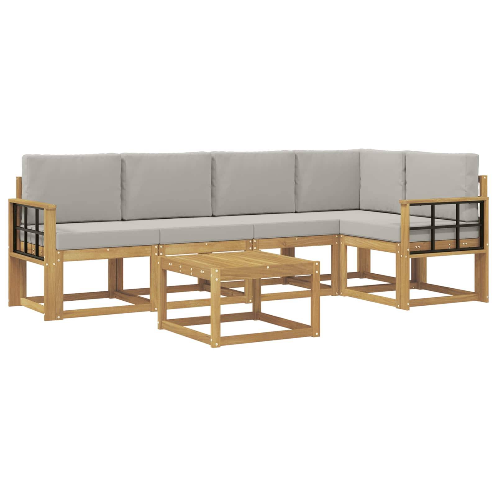 vidaXL Outdoor-Sofagarnitur 6 pcs Weiß und Hellgrau