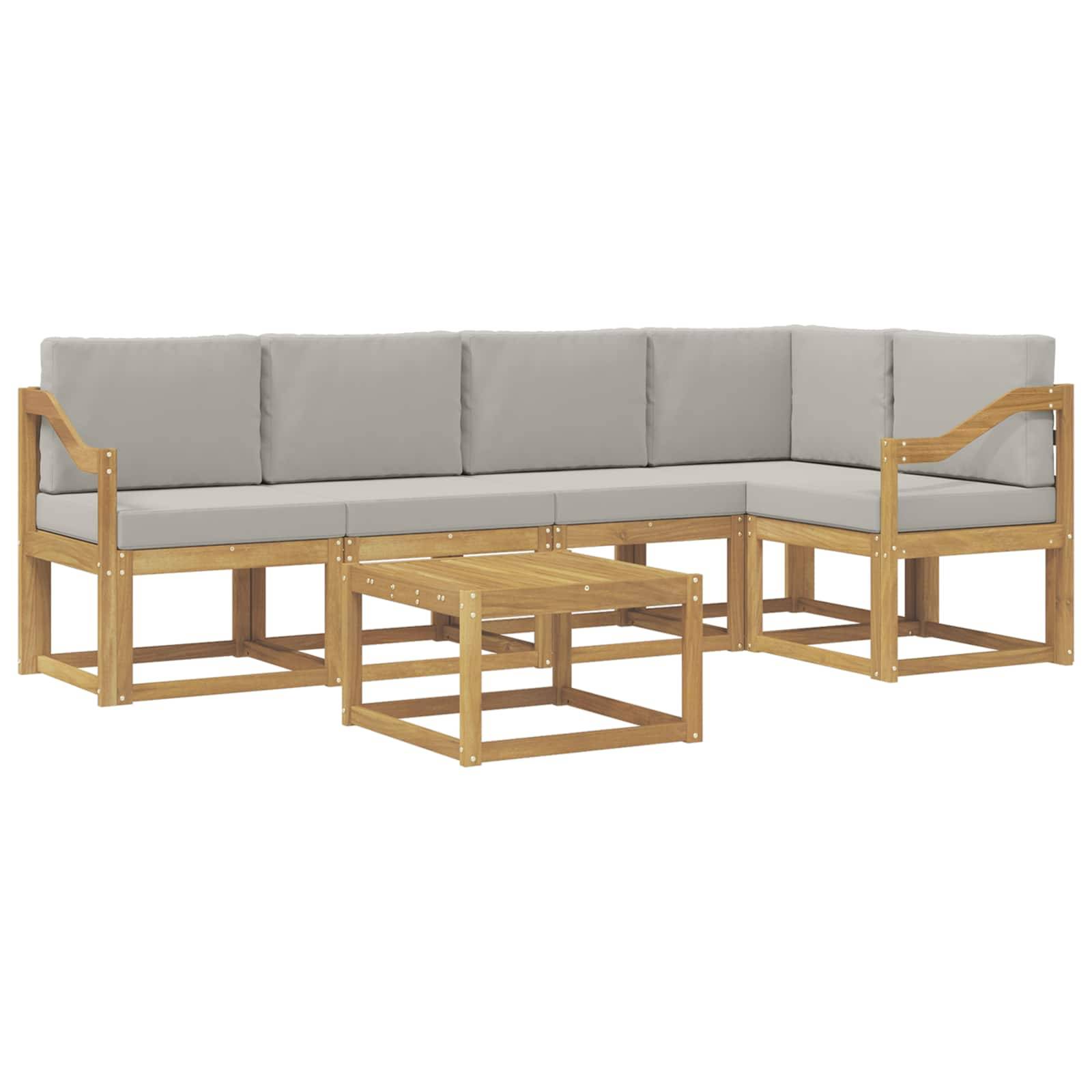 vidaXL Outdoor-Sofagarnitur 6 pcs Weiß und Hellgrau