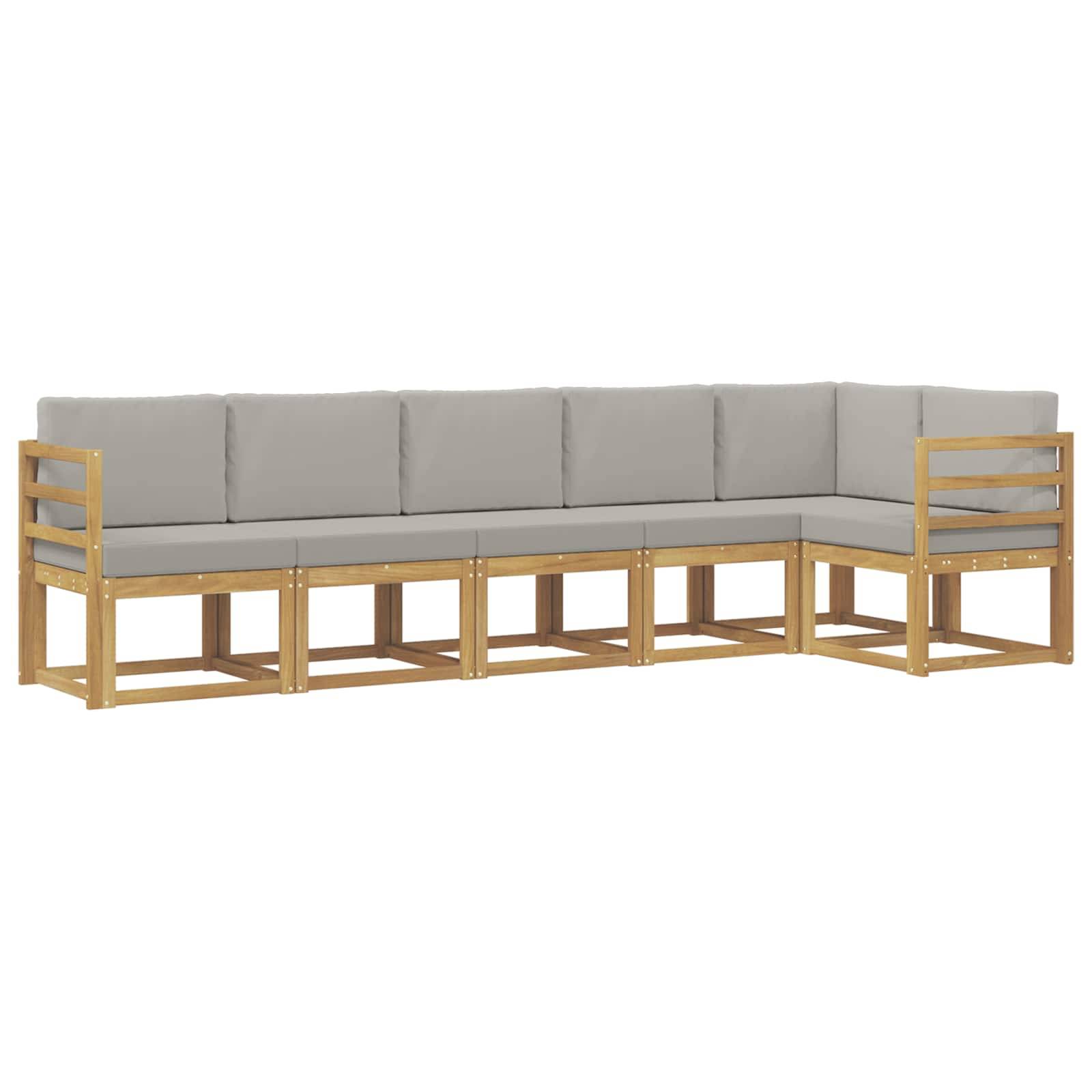 vidaXL Outdoor-Sofagarnitur mit Kissen 6 pcs Weiß und Hellgrau