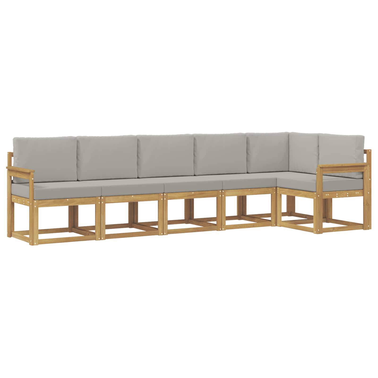 vidaXL Outdoor-Sofagarnitur mit Kissen 6 pcs Weiß und Hellgrau