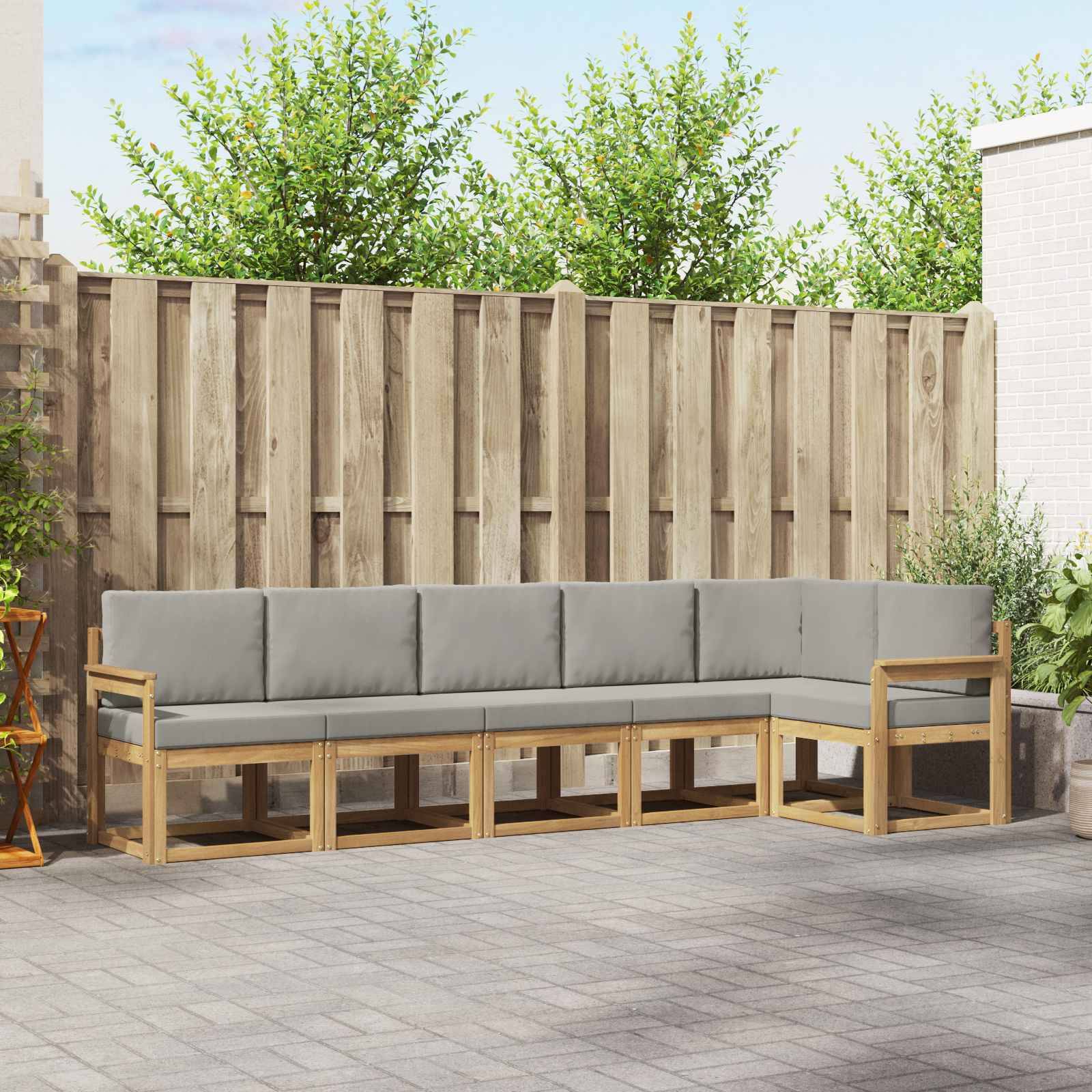 vidaXL Outdoor-Sofagarnitur mit Kissen 6 pcs Weiß und Hellgrau