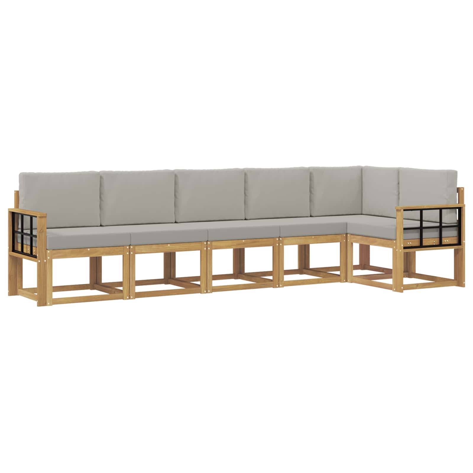 vidaXL Outdoor-Sofagarnitur mit Kissen 6 pcs Weiß und Hellgrau