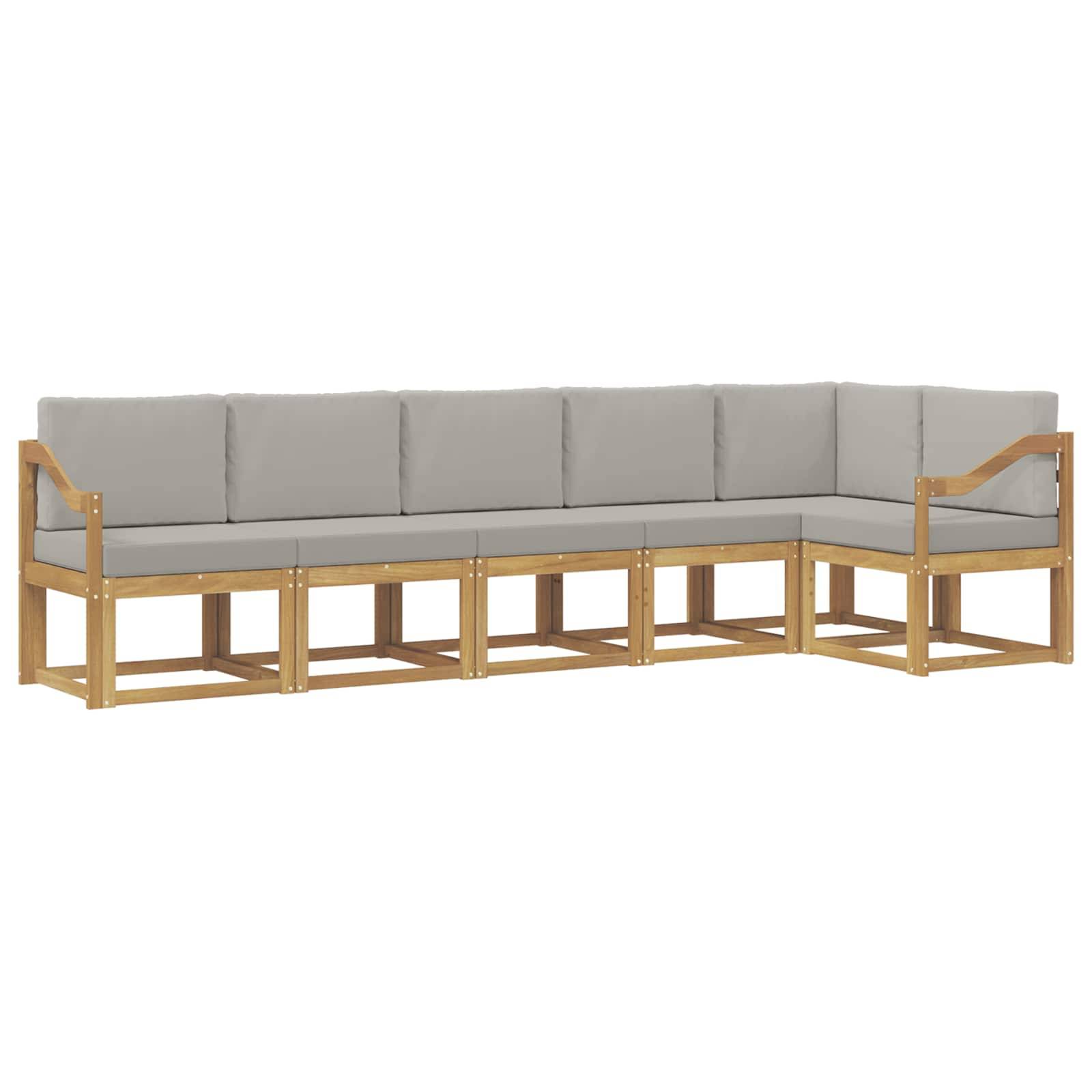 vidaXL Outdoor-Sofagarnitur mit Kissen 6 pcs Weiß und Hellgrau