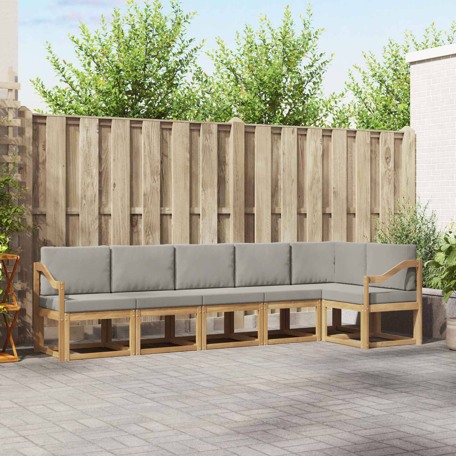 vidaXL Outdoor-Sofagarnitur mit Kissen 6 pcs Weiß und Hellgrau