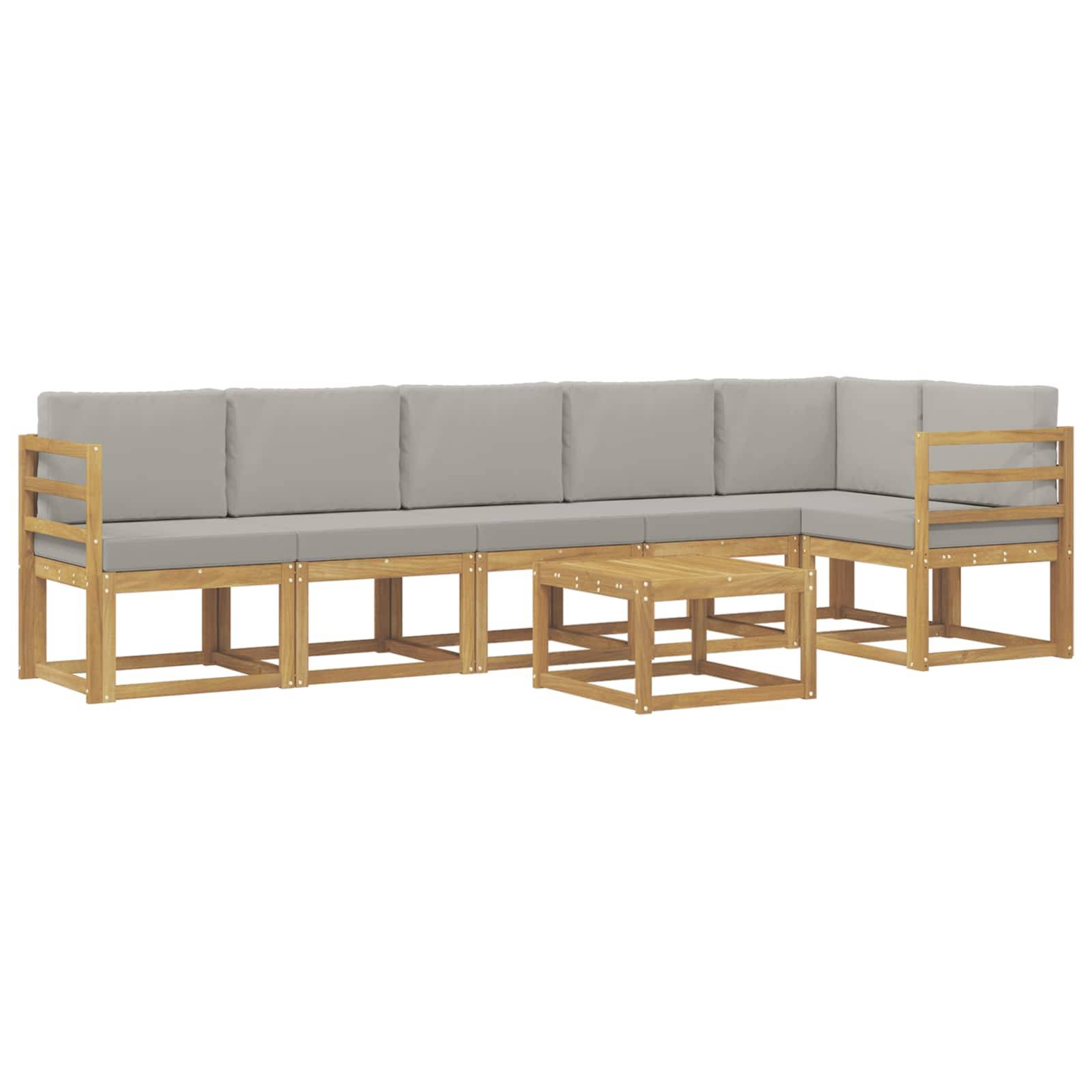 vidaXL Outdoor-Sofagarnitur mit Kissen 7 pcs Weiß und Hellgrau