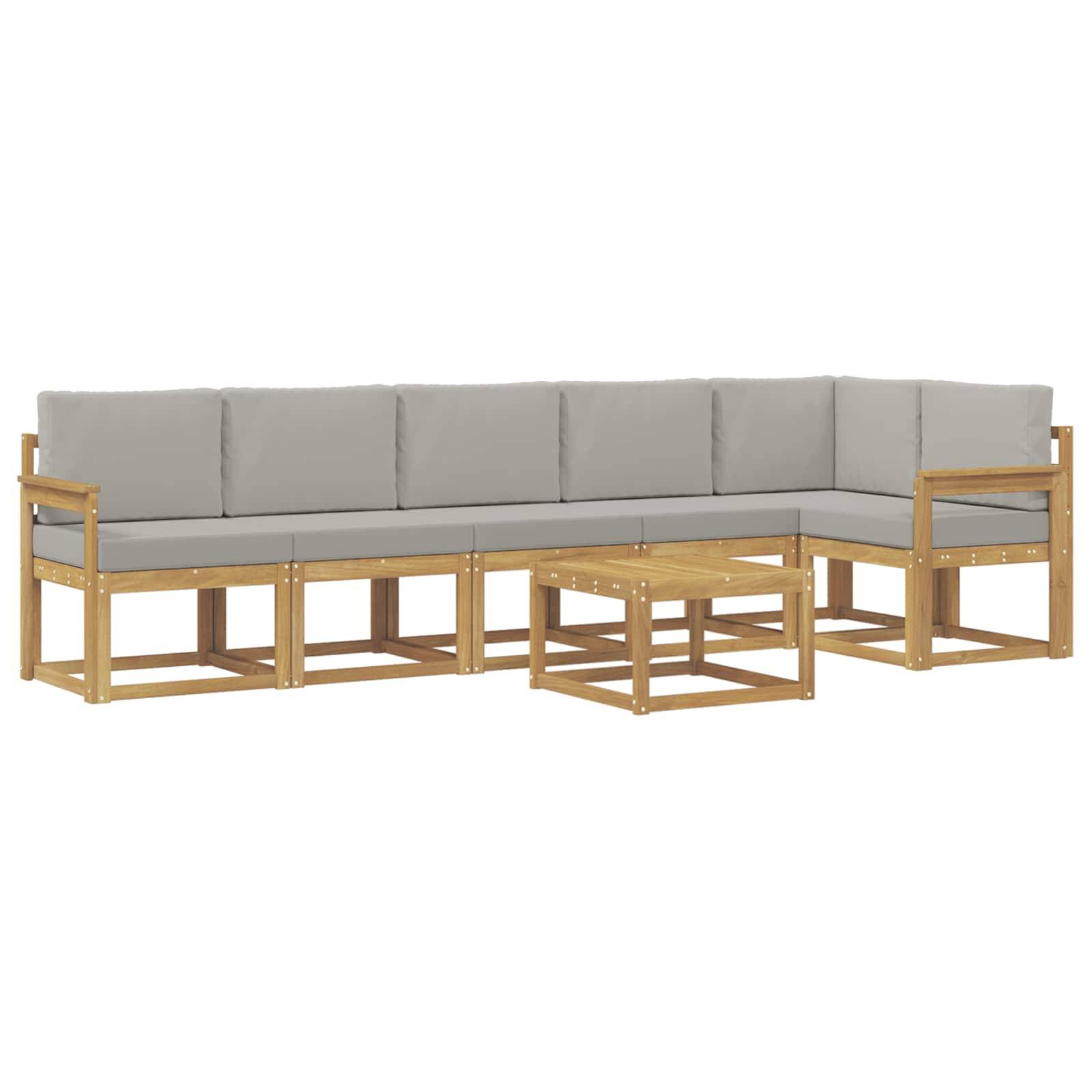 vidaXL Outdoor-Sofagarnitur mit Kissen 7 pcs Weiß und Hellgrau