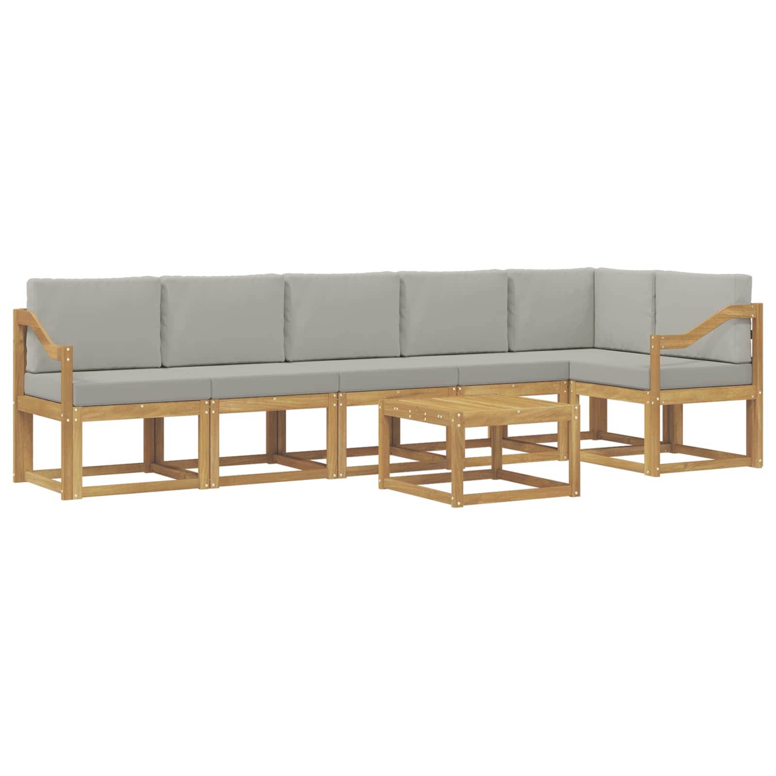 vidaXL Outdoor-Sofagarnitur mit Kissen 7 pcs Weiß und Hellgrau