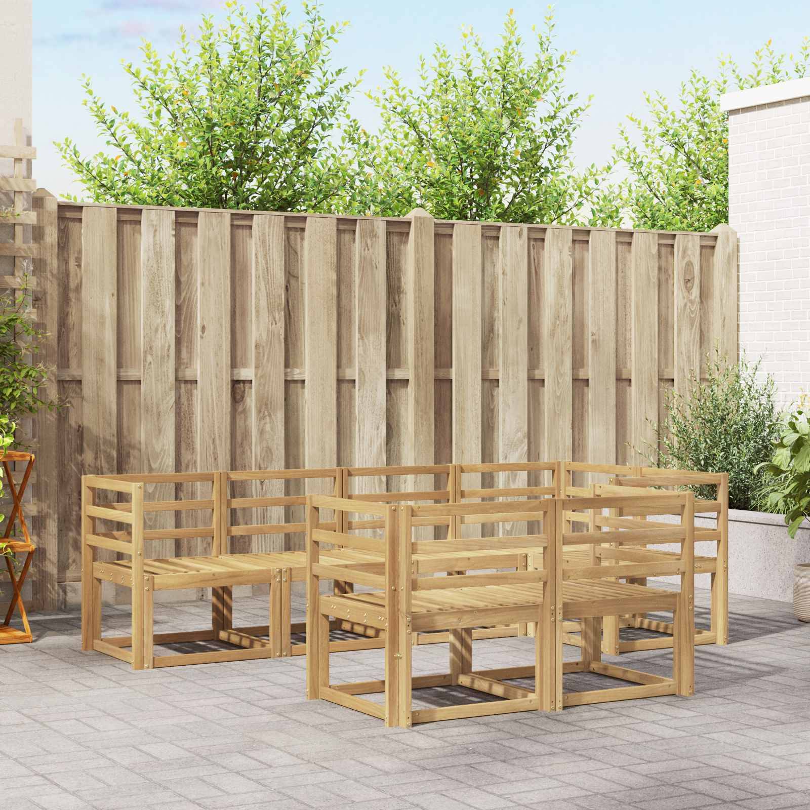 vidaXL Outdoor-Sofagarnitur 7 pcs Weiß Massivholz Akazie