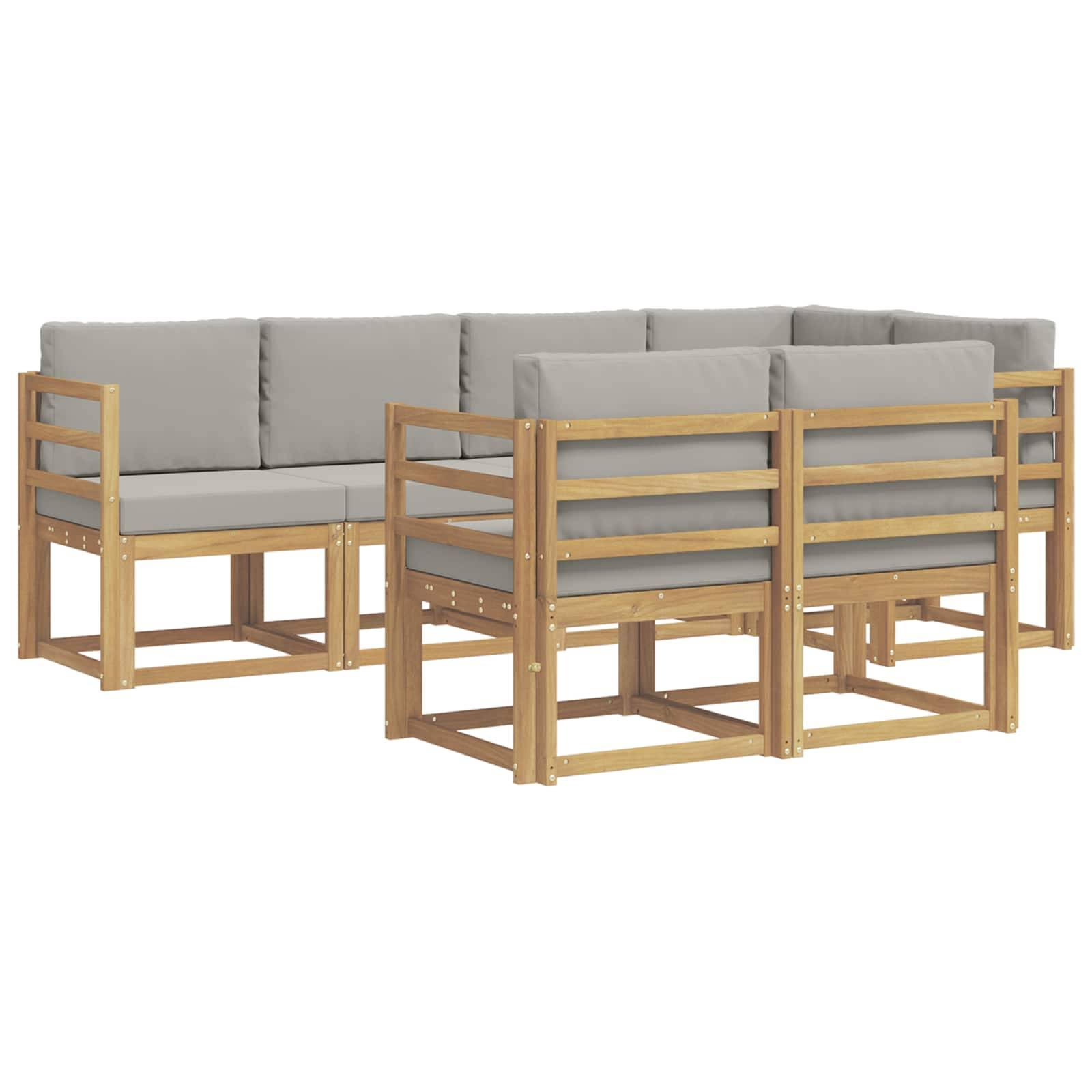 vidaXL Outdoor-Sofagarnitur mit Kissen 7 pcs Weiß und Hellgrau