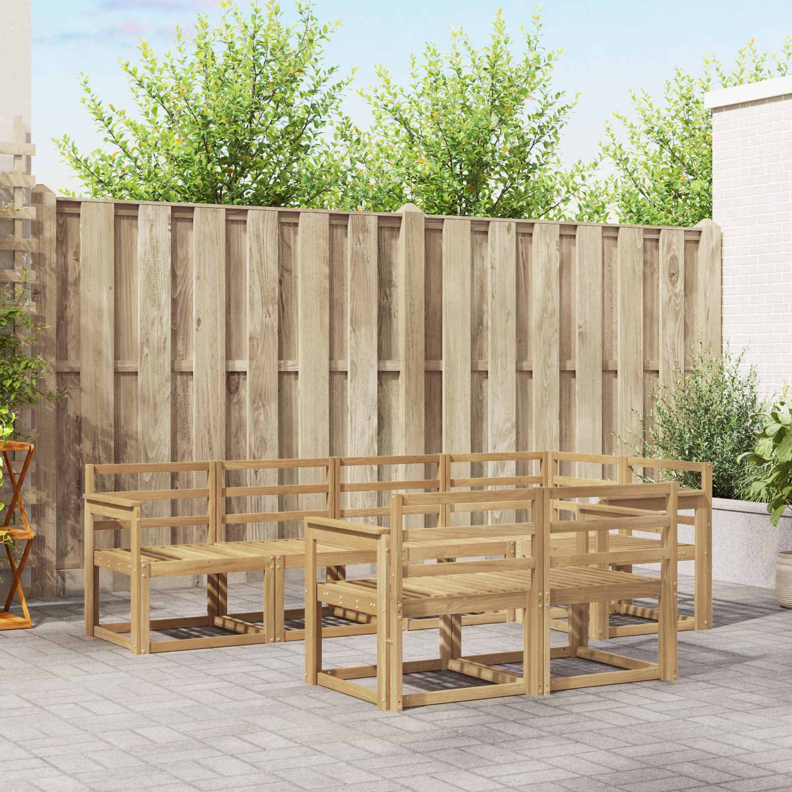 vidaXL Outdoor-Sofagarnitur 7 pcs Weiß Massivholz Akazie