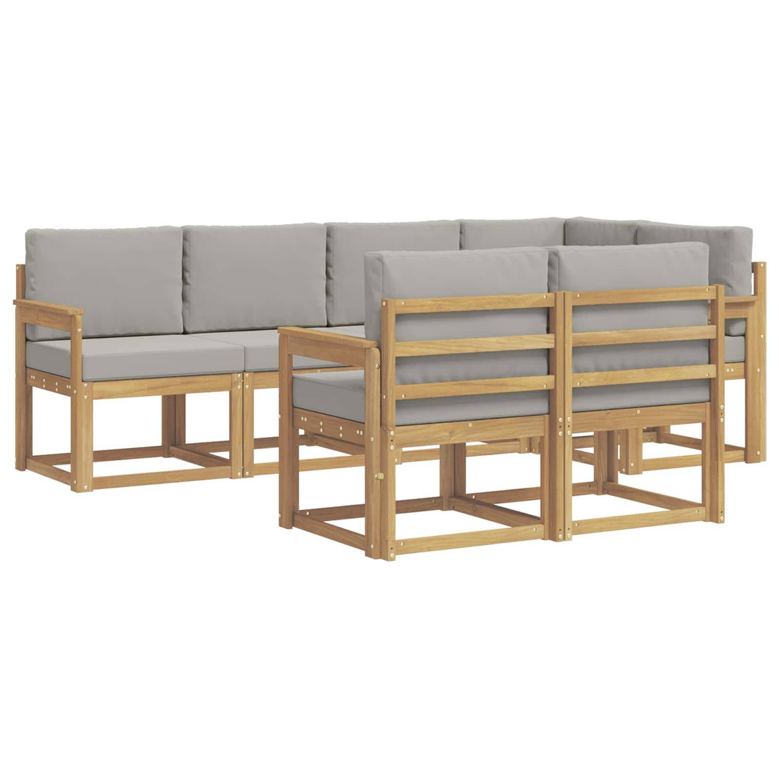 vidaXL Outdoor-Sofagarnitur mit Kissen 7 pcs Weiß und Hellgrau