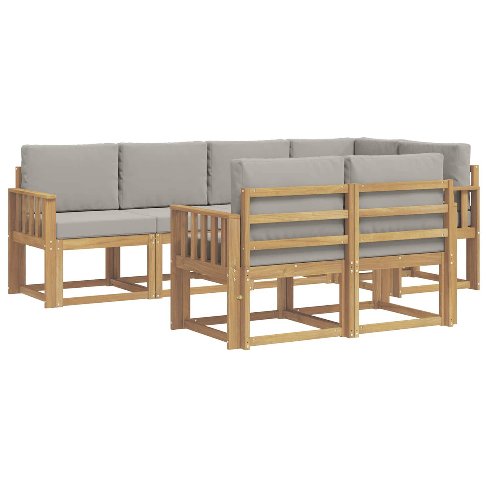 vidaXL Outdoor-Sofagarnitur mit Kissen 7 pcs Weiß und Hellgrau
