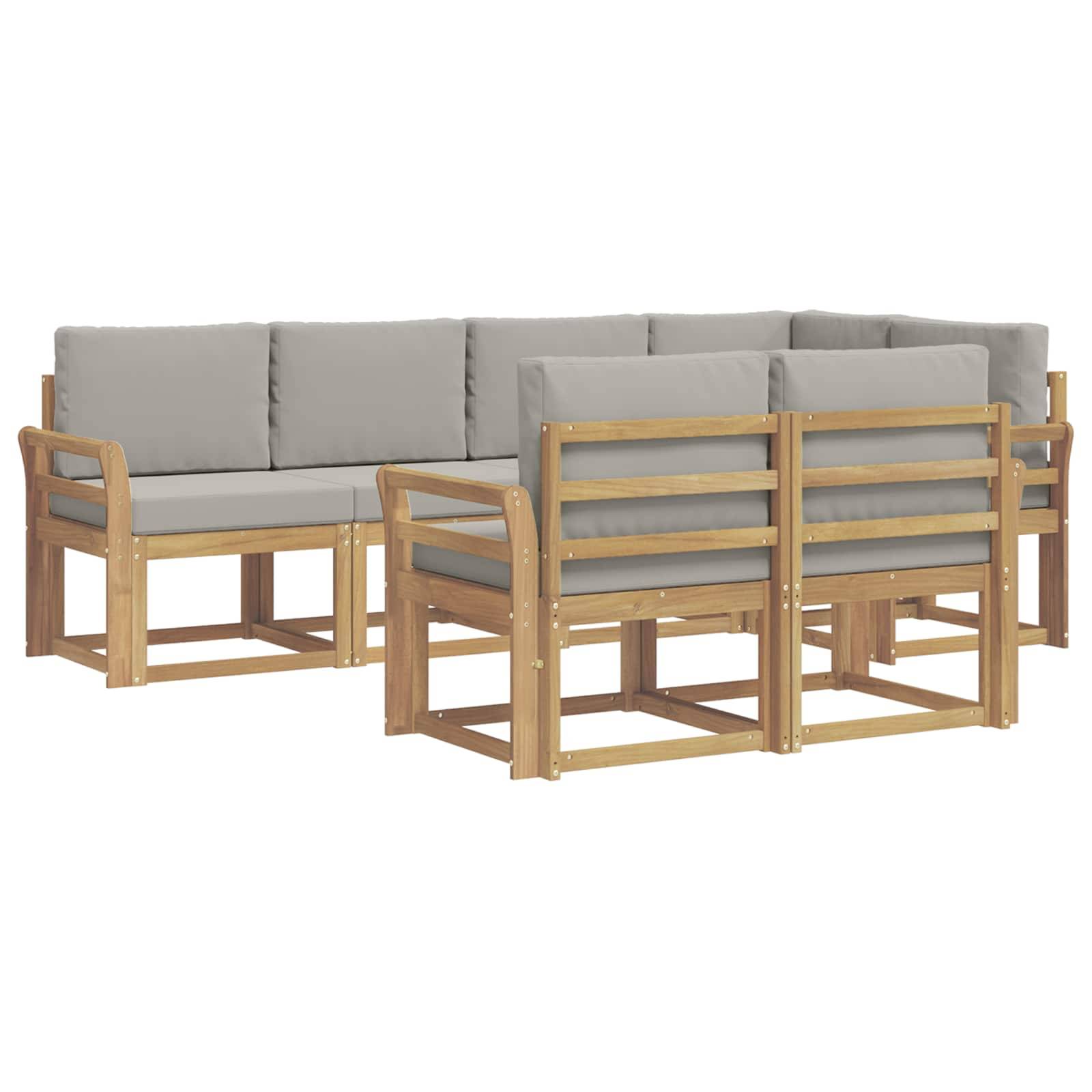 vidaXL Outdoor-Sofagarnitur mit Kissen 7 pcs Weiß und Hellgrau