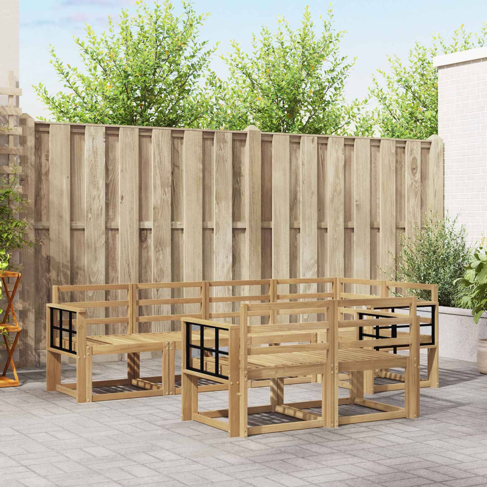 vidaXL Outdoor-Sofagarnitur 7 pcs Weiß Massivholz Akazie
