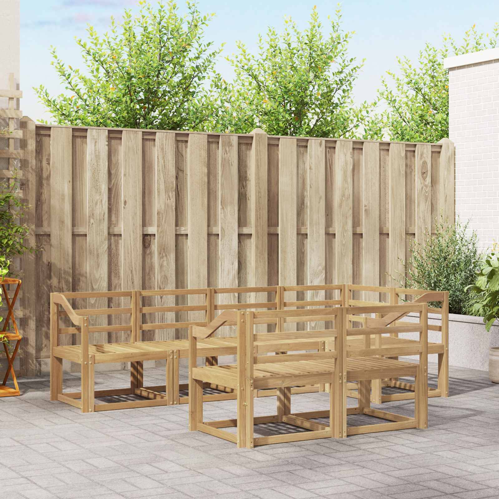 vidaXL Outdoor-Sofagarnitur 7 pcs Weiß Massivholz Akazie