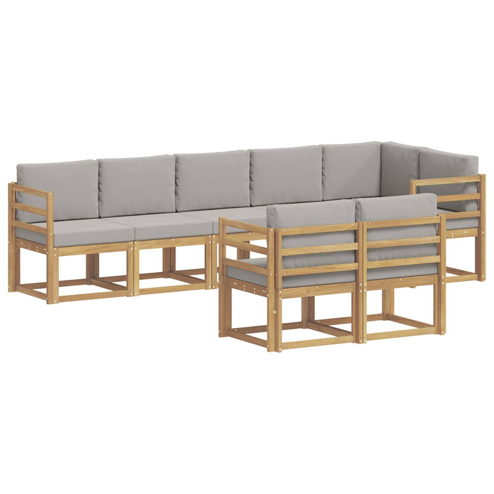 vidaXL Outdoor-Sofagarnitur mit Kissen 8 pcs Weiß und Hellgrau