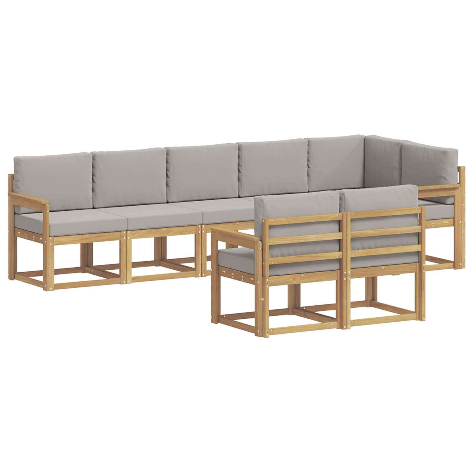 vidaXL Outdoor-Sofagarnitur mit Kissen 8 pcs Weiß und Hellgrau