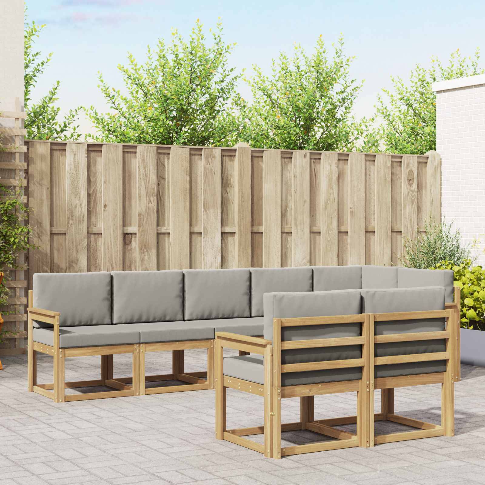 vidaXL Outdoor-Sofagarnitur mit Kissen 8 pcs Weiß und Hellgrau
