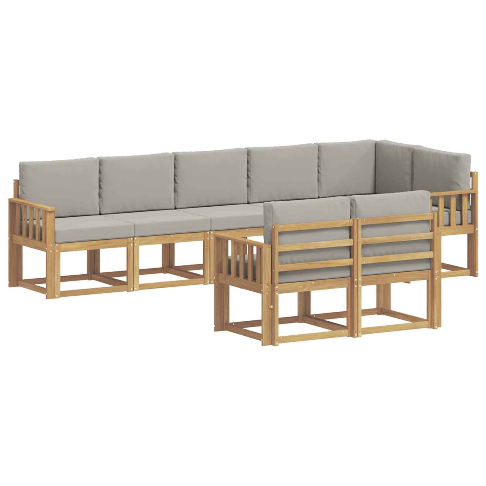vidaXL Outdoor-Sofagarnitur mit Kissen 8 pcs Weiß und Hellgrau