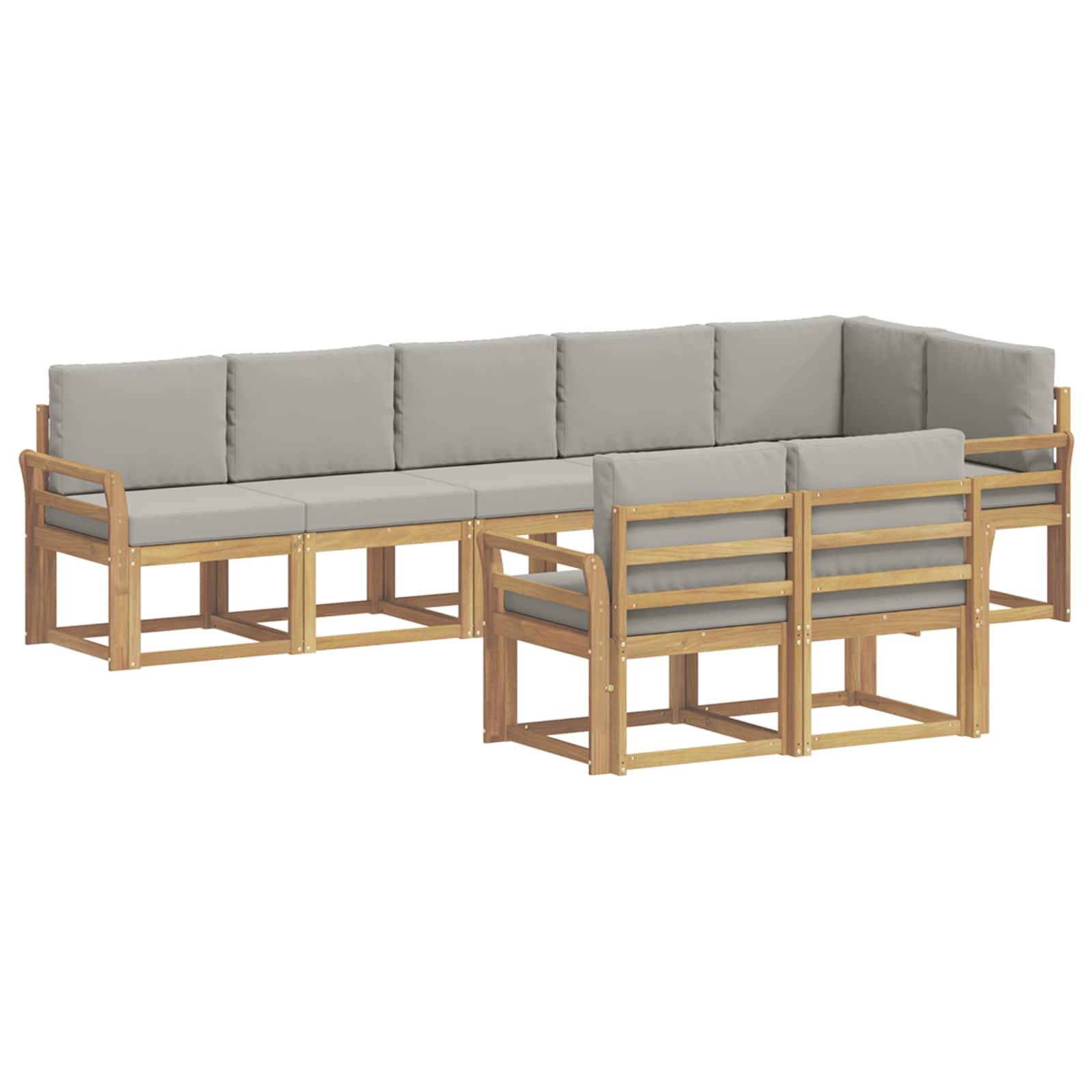 vidaXL Outdoor-Sofagarnitur mit Kissen 8 pcs Weiß und Hellgrau