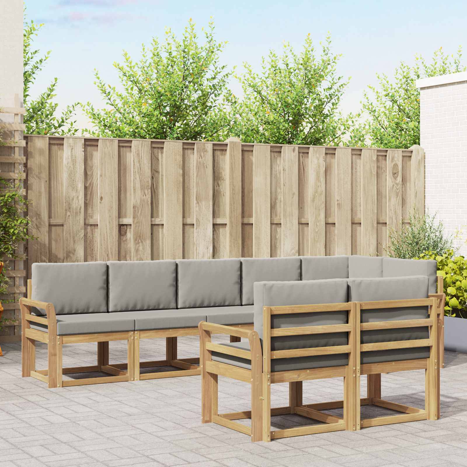 vidaXL Outdoor-Sofagarnitur mit Kissen 8 pcs Weiß und Hellgrau