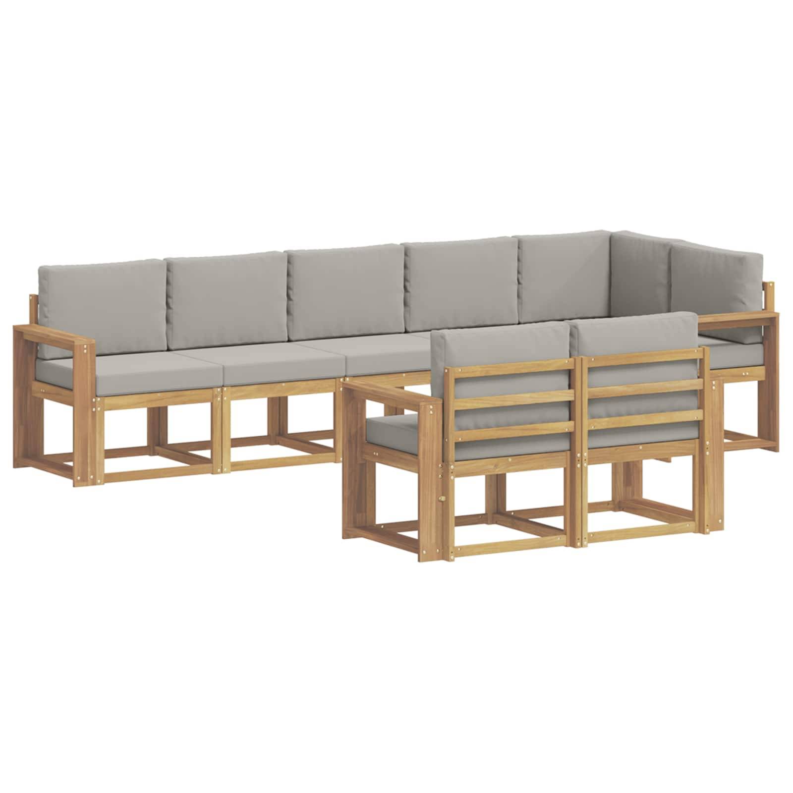 vidaXL Outdoor-Sofagarnitur mit Kissen 8 pcs Weiß und Hellgrau