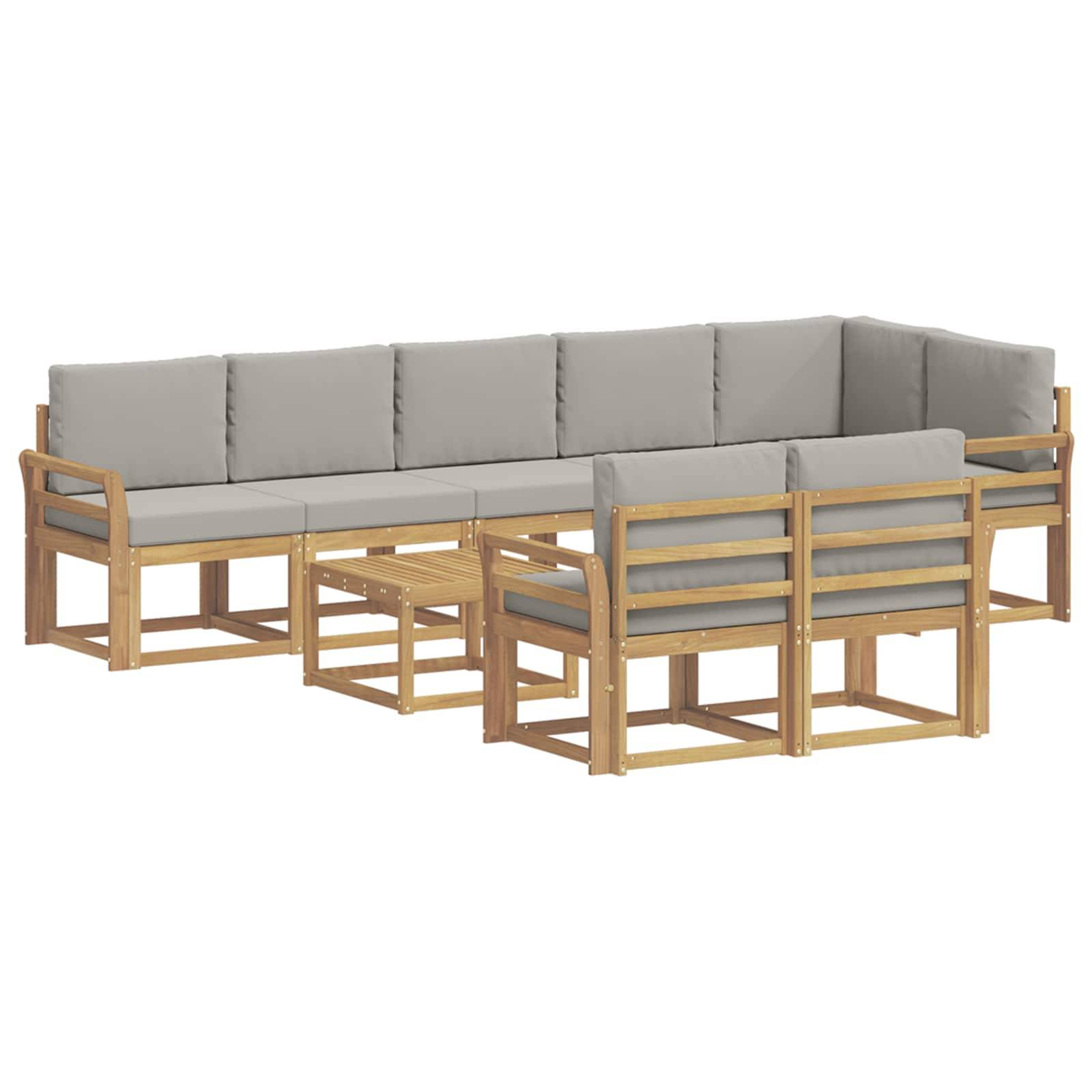 vidaXL Outdoor-Sofagarnitur mit Kissen 9 pcs Weiß und Hellgrau