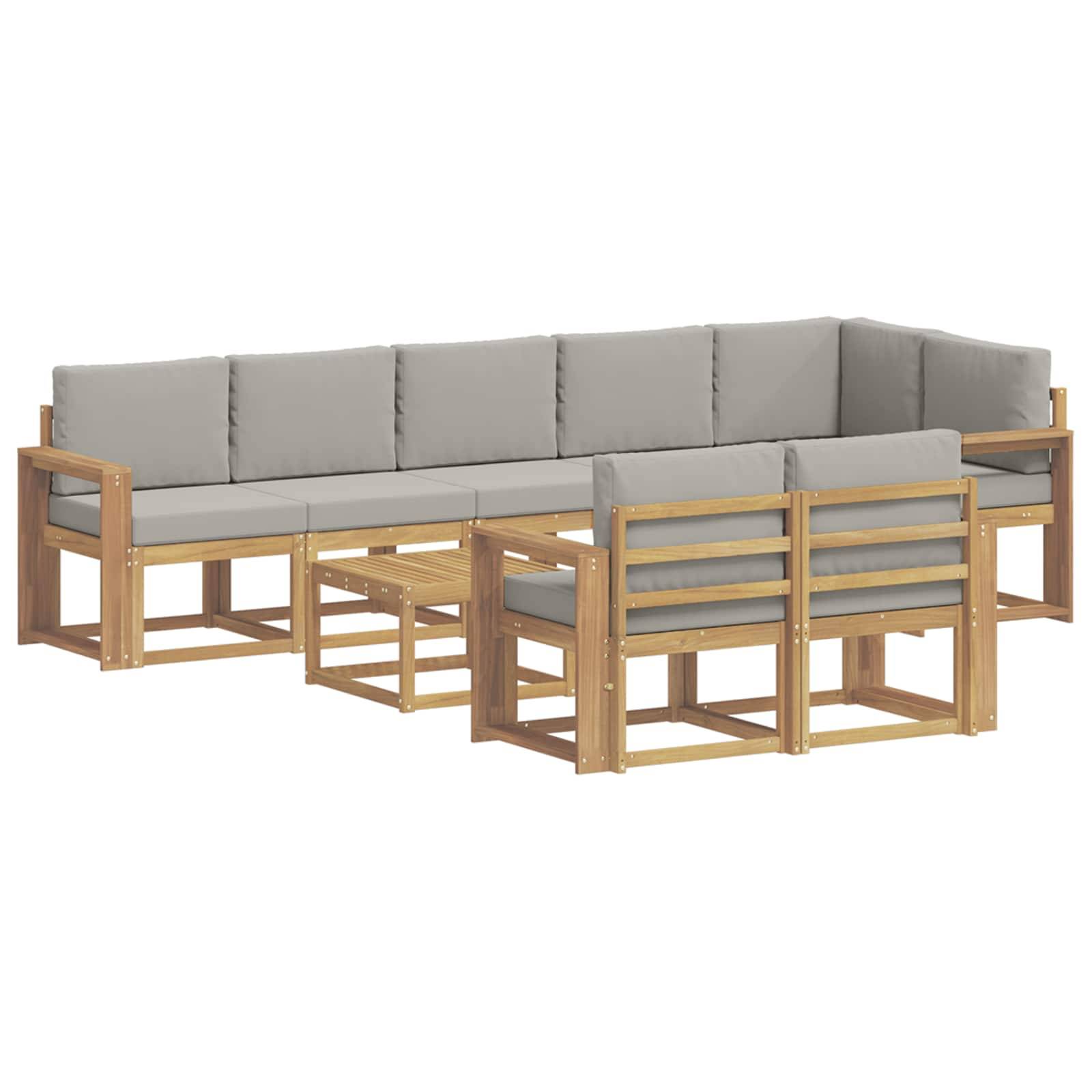 vidaXL Outdoor-Sofagarnitur mit Kissen 9 pcs Weiß und Hellgrau