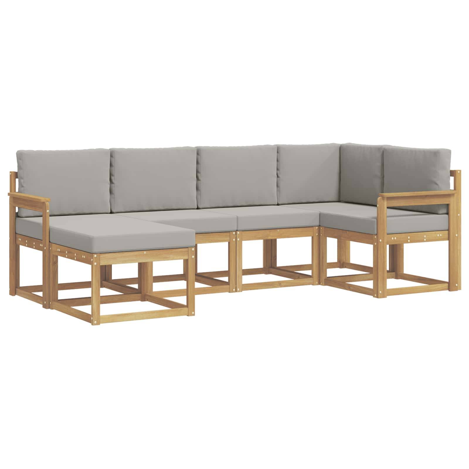 vidaXL Outdoor-Sofagarnitur 6 pcs Weiß und Hellgrau