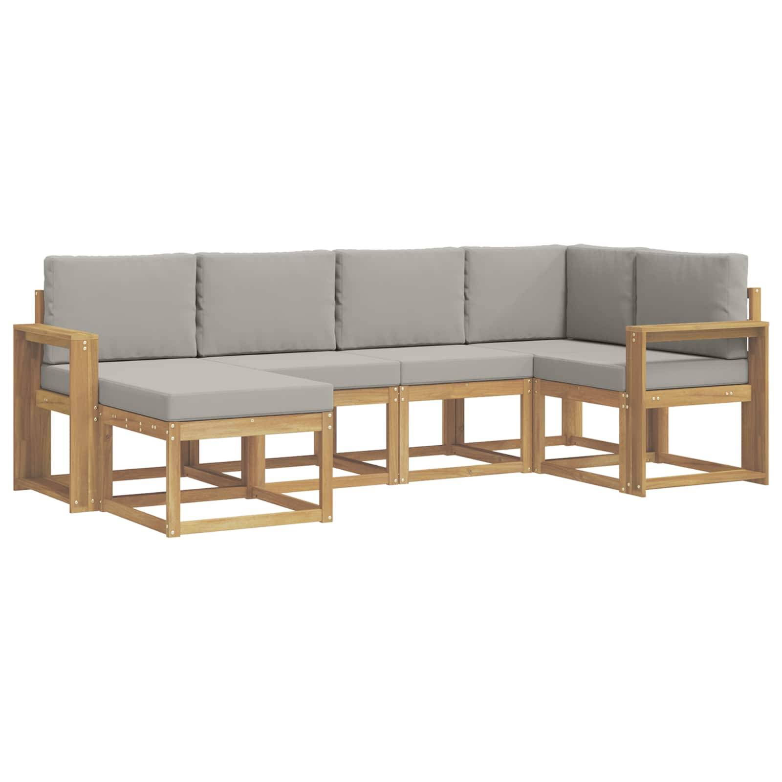 vidaXL Outdoor-Sofagarnitur 6 pcs Weiß und Hellgrau