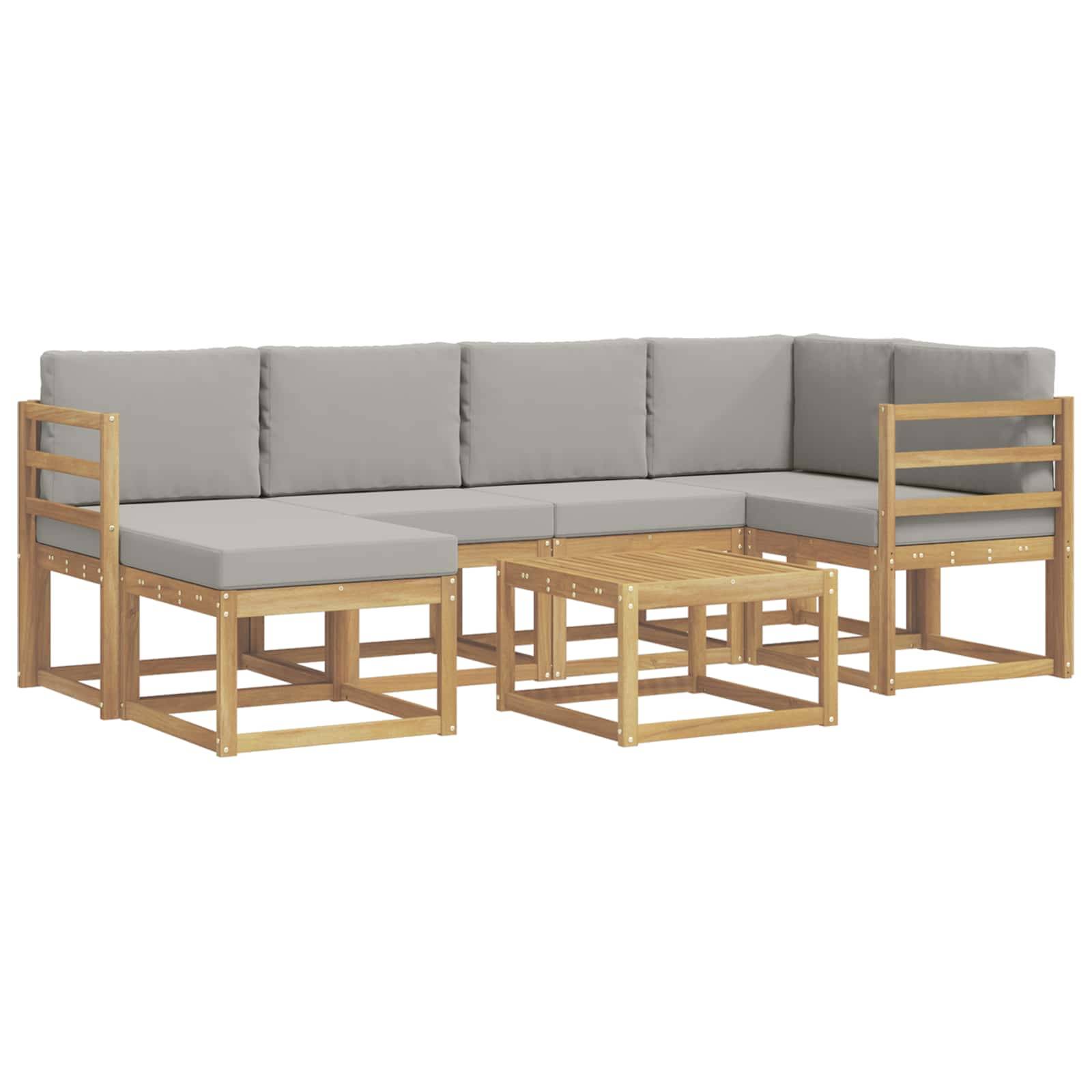 vidaXL Outdoor-Sofagarnitur mit Kissen 7 pcs Weiß und Hellgrau