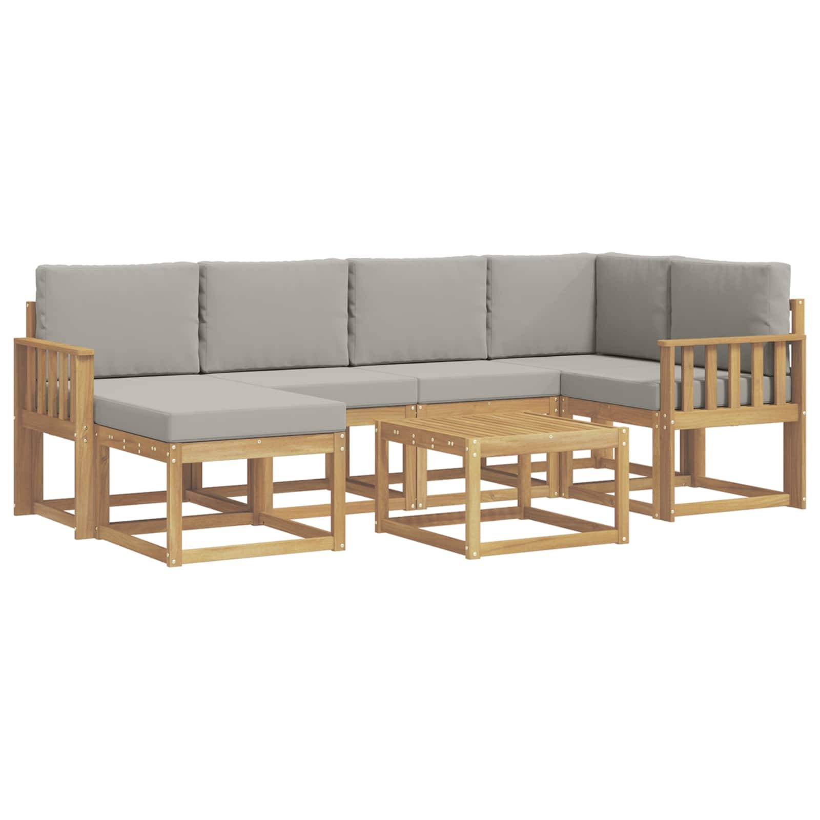 vidaXL Outdoor-Sofagarnitur mit Kissen 7 pcs Weiß und Hellgrau