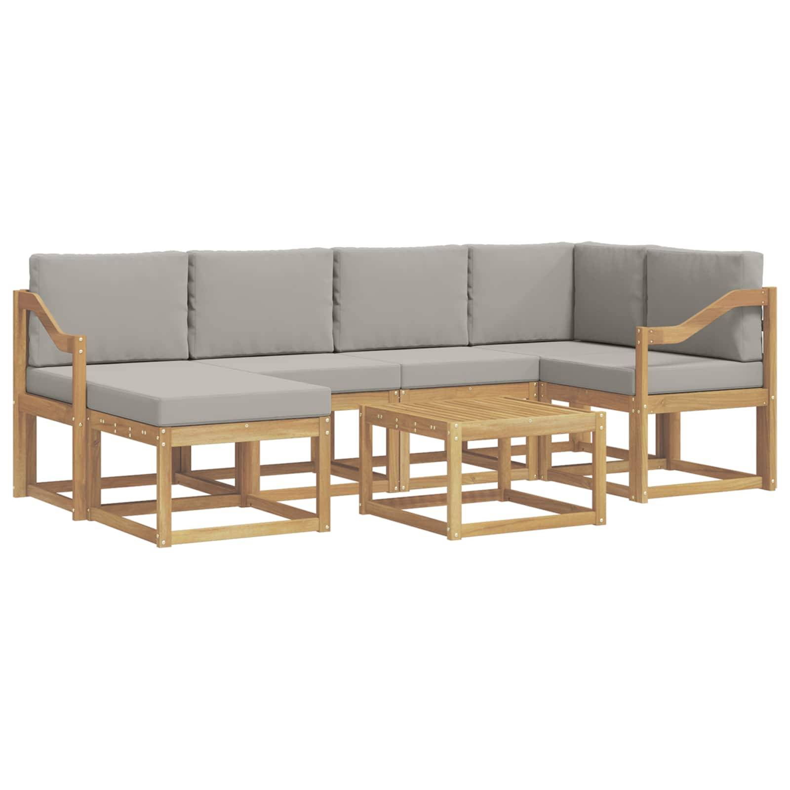 vidaXL Outdoor-Sofagarnitur mit Kissen 7 pcs Weiß und Hellgrau