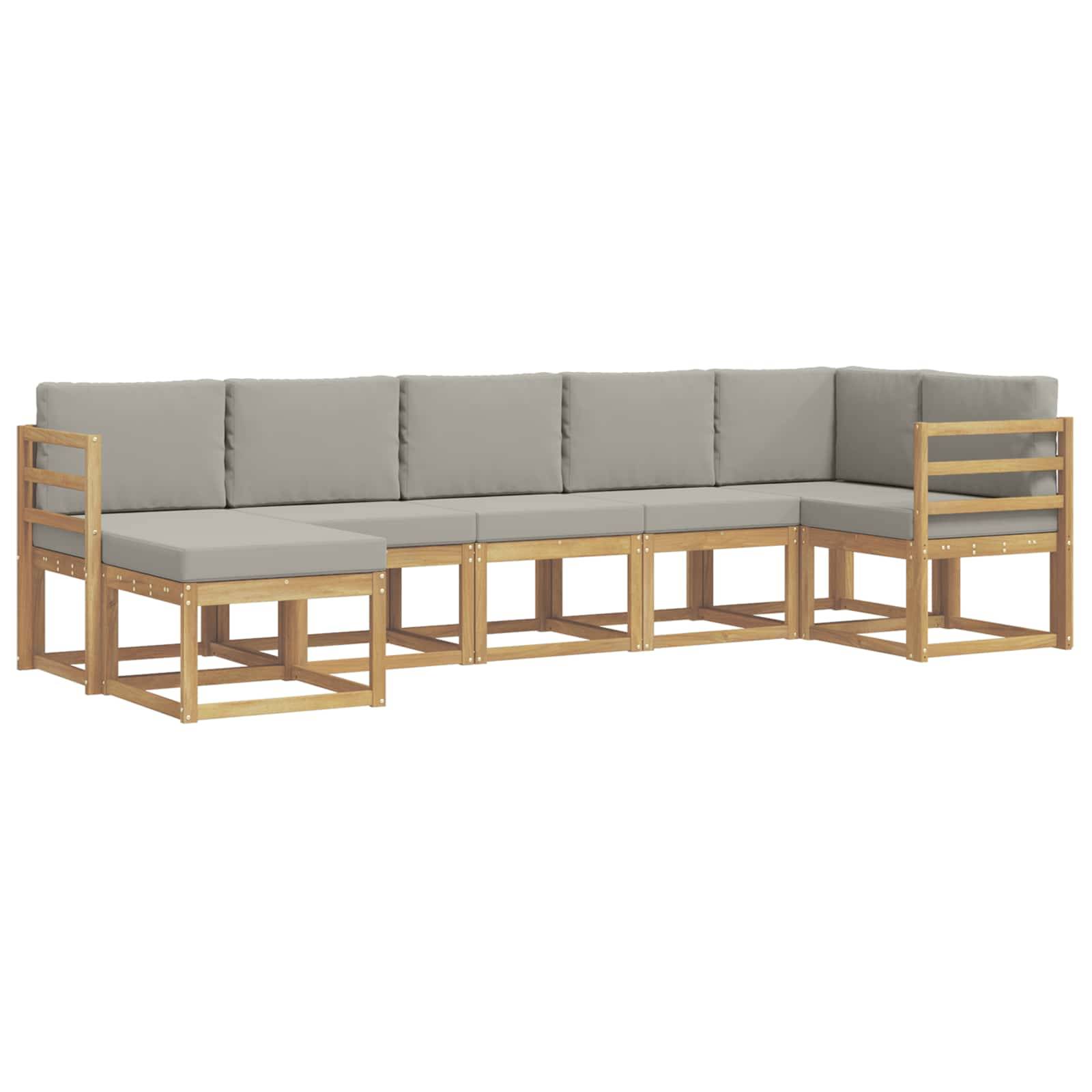 vidaXL Outdoor-Sofagarnitur mit Kissen 7 pcs Weiß und Hellgrau