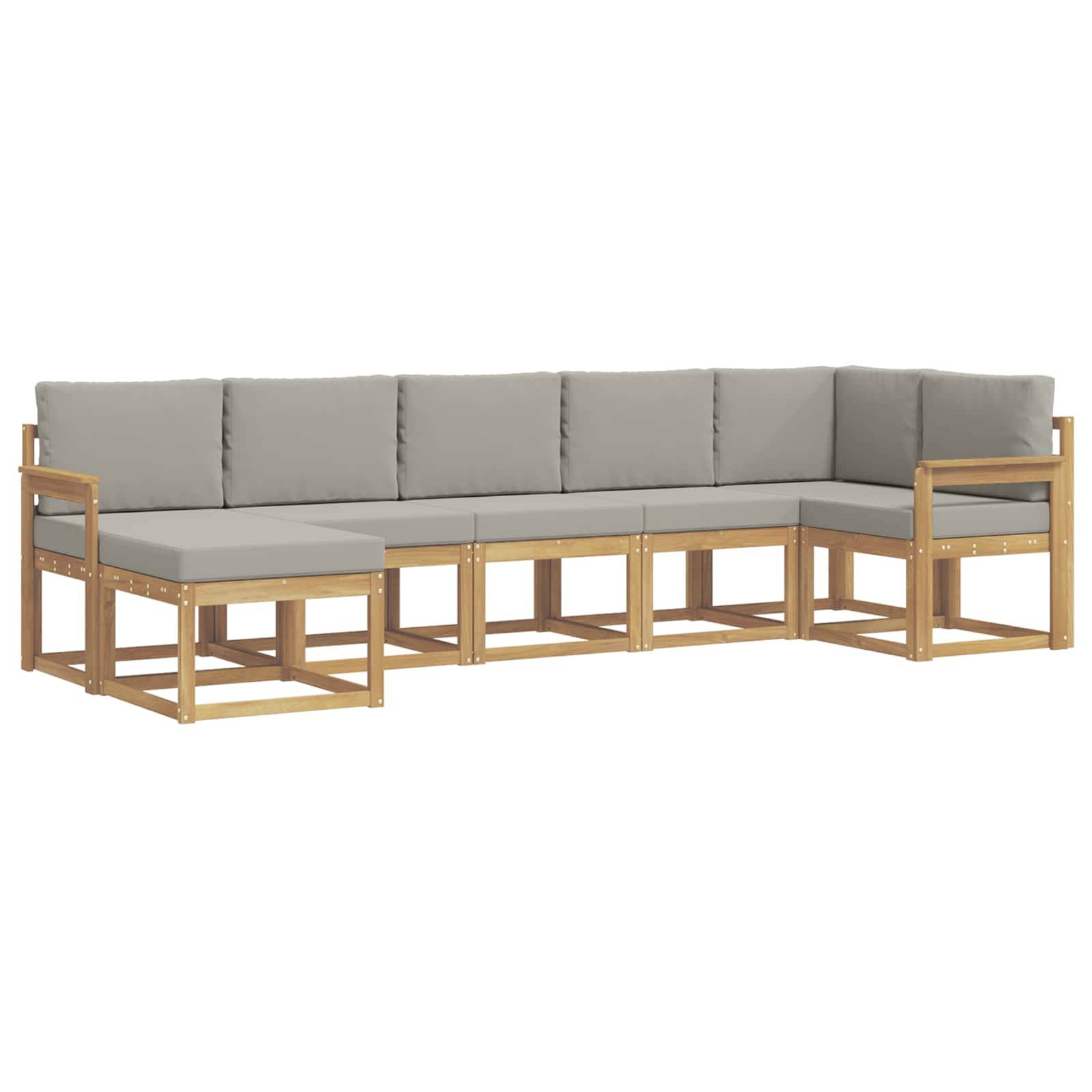 vidaXL Outdoor-Sofagarnitur mit Kissen 7 pcs Weiß und Hellgrau
