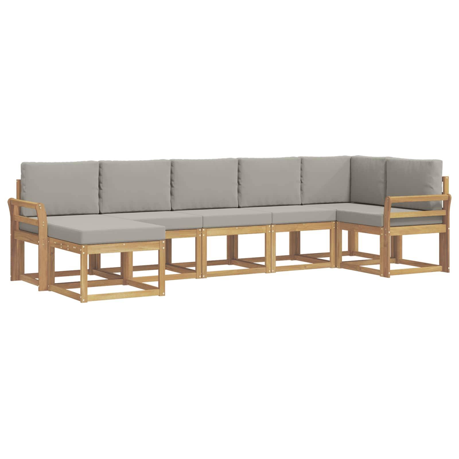 vidaXL Outdoor-Sofagarnitur mit Kissen 7 pcs Weiß und Hellgrau