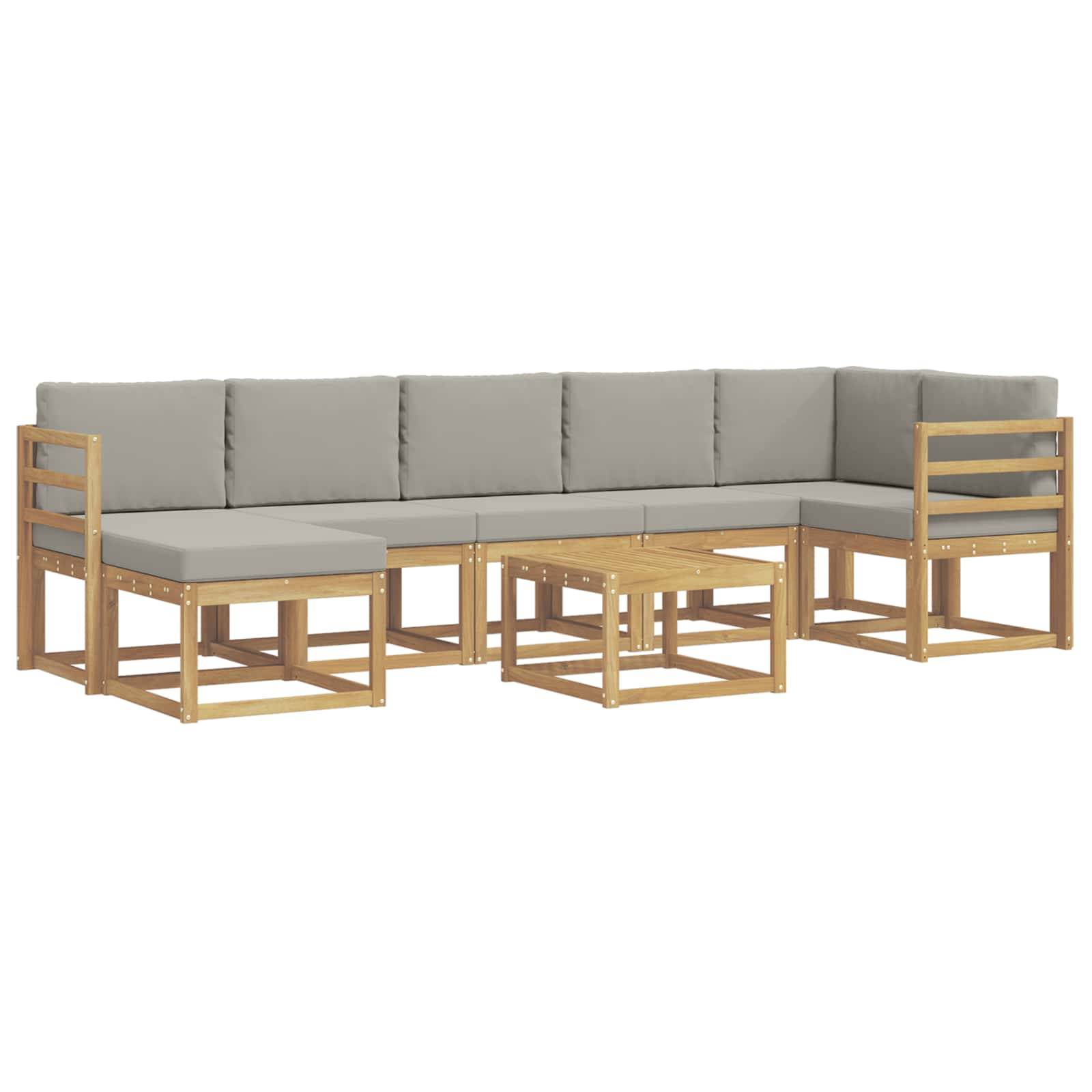 vidaXL Outdoor-Sofagarnitur mit Kissen 8 pcs Weiß und Hellgrau